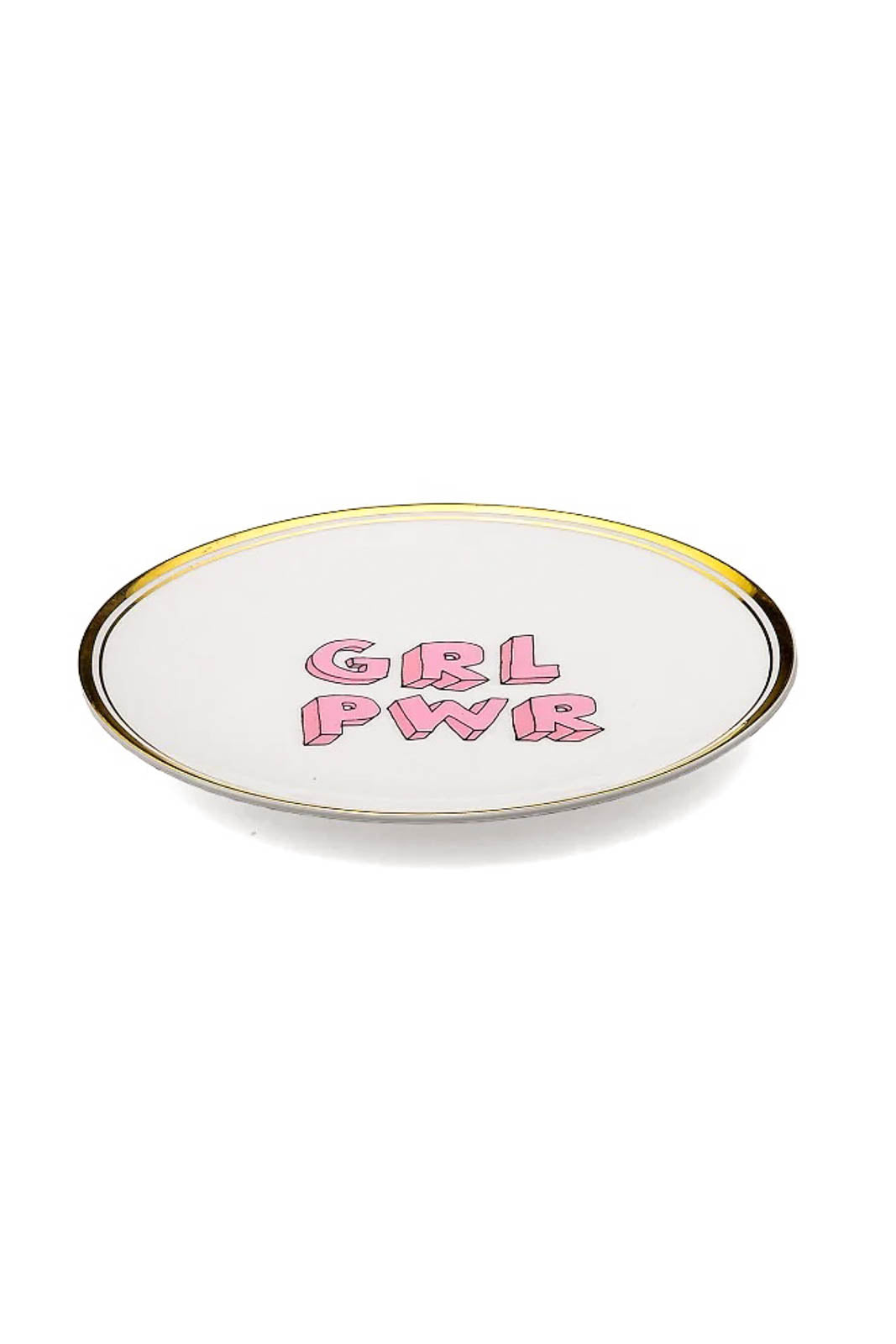 Teller GRL PWR in Weiss/Rosa