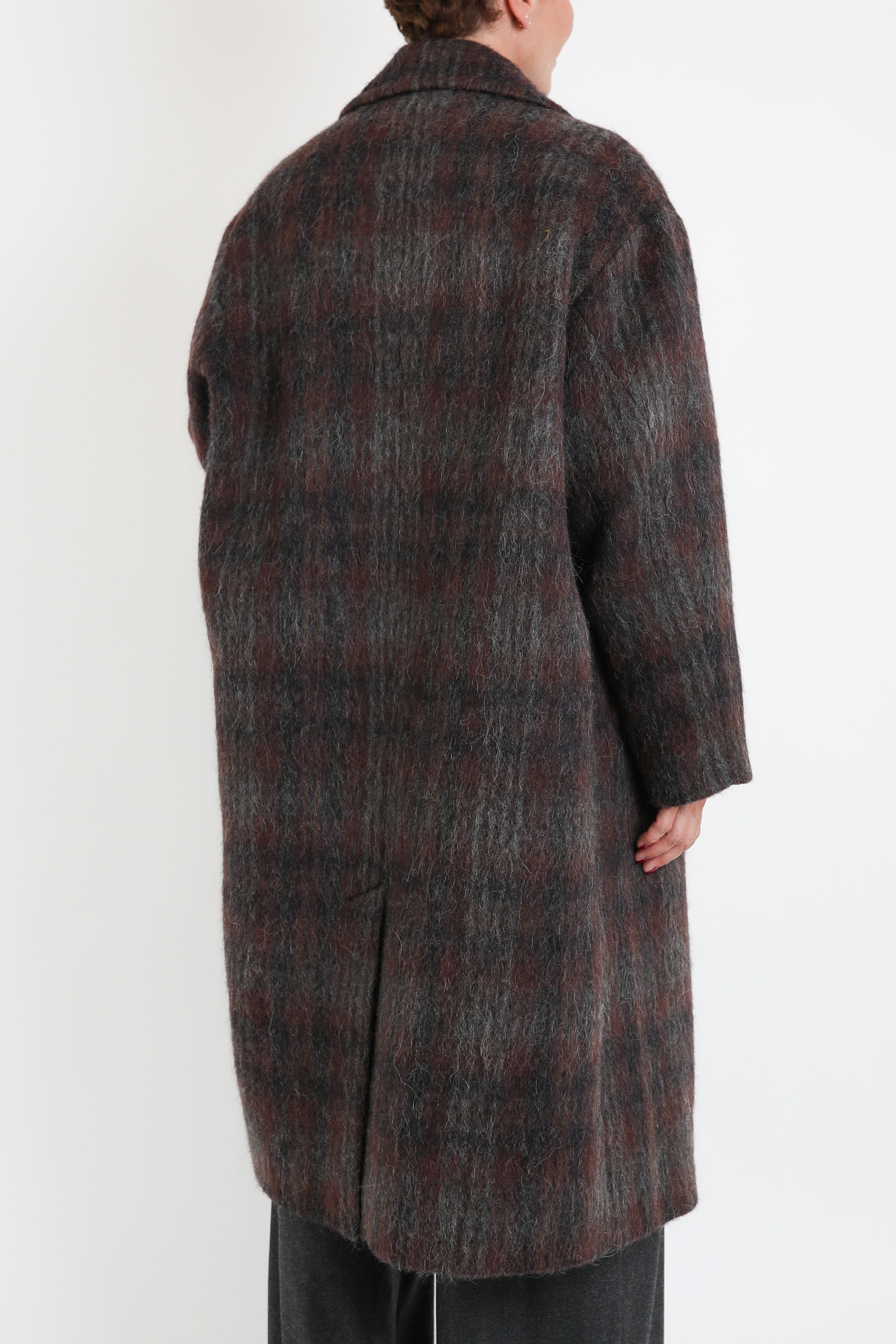 Zenggi, Mantel Wool Check Cocoon in Warm Brown Check