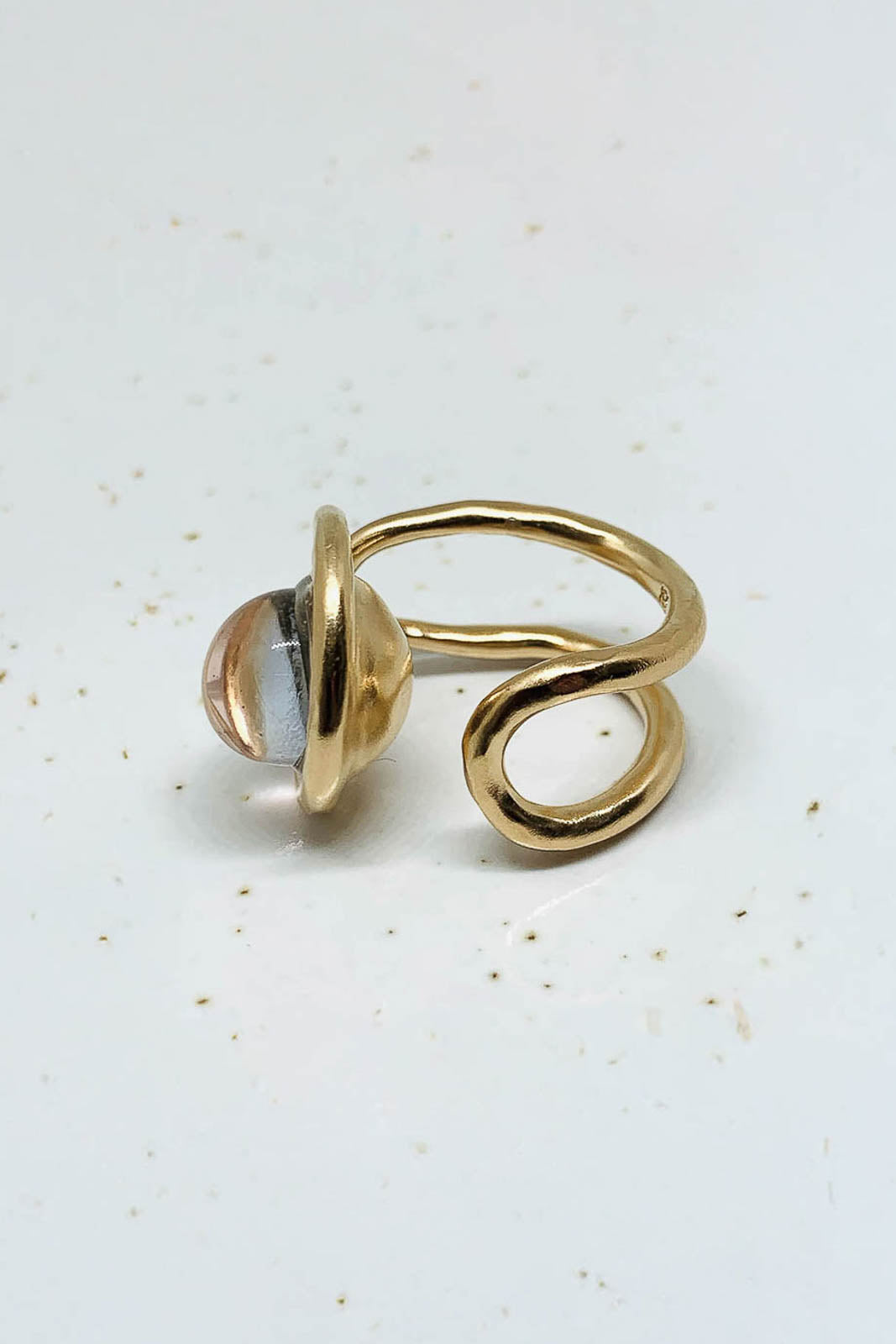 Ring Chevalière Eclipse in Gold Pale Blue/Pale Rose
