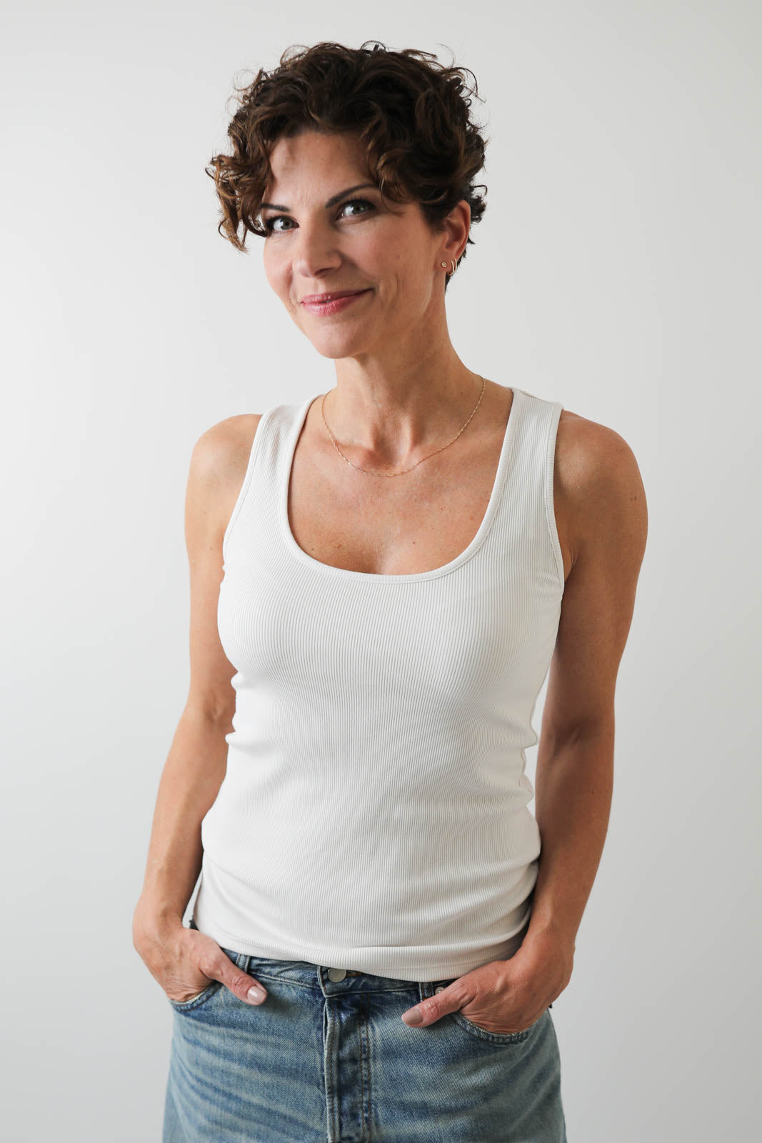 Tank Top Rib in Ivoire