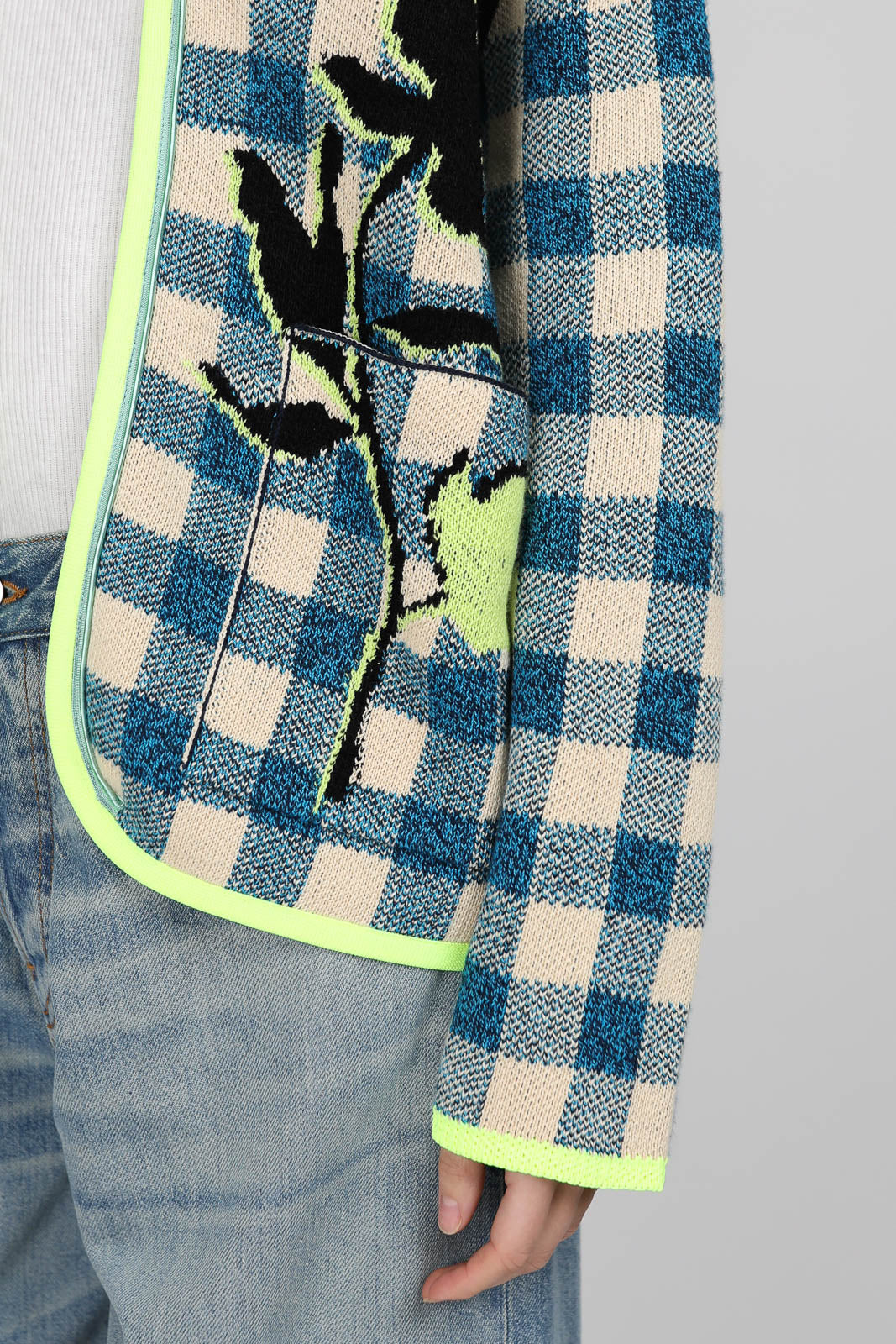 Cardigan Jaquard Gingham in Peacock