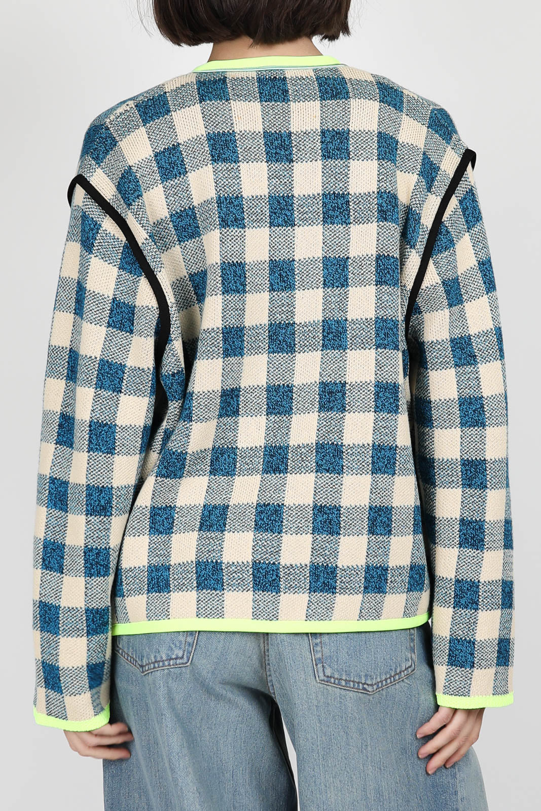 Cardigan Jaquard Gingham in Peacock