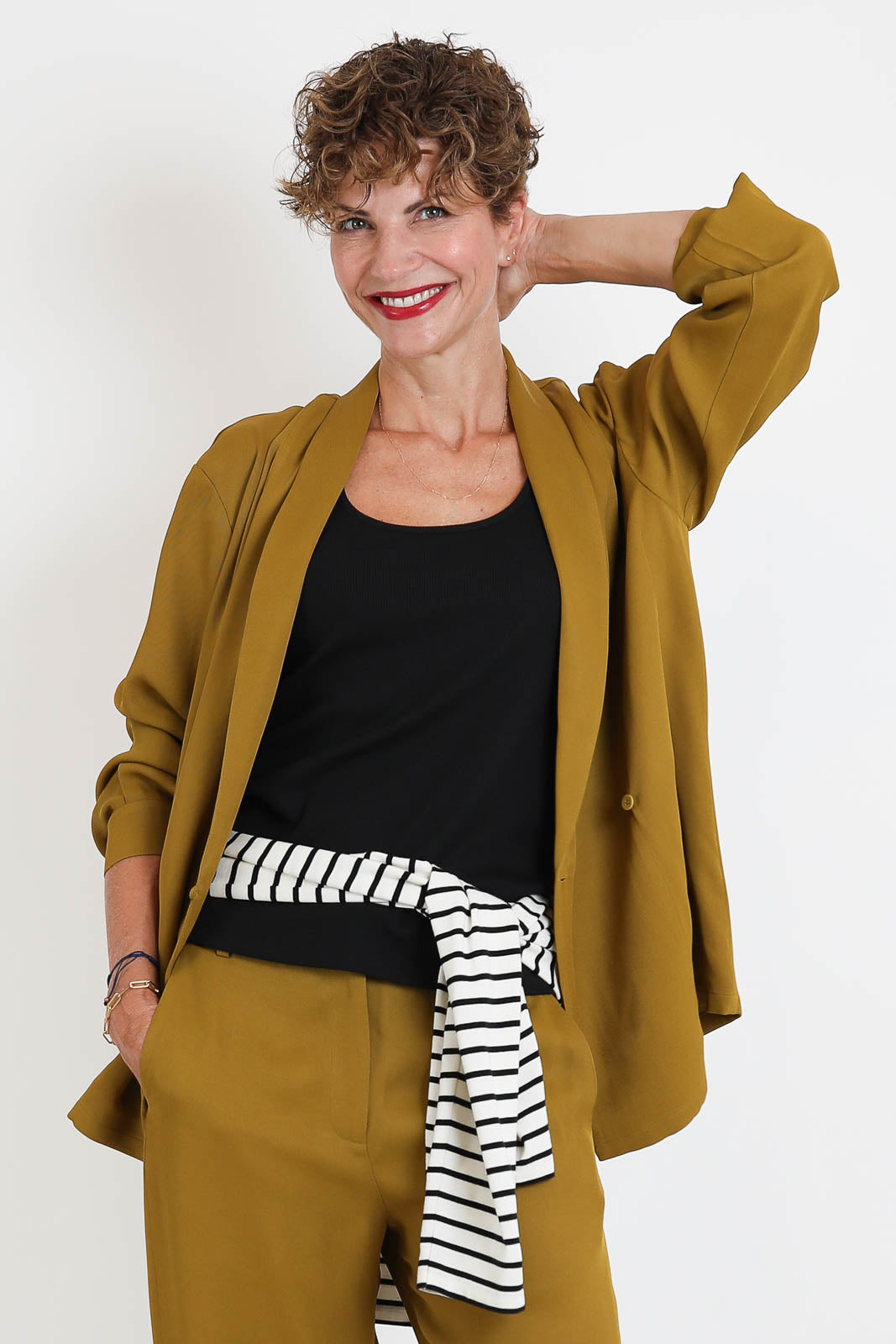 Blazer Wrap Shirt in Mustard