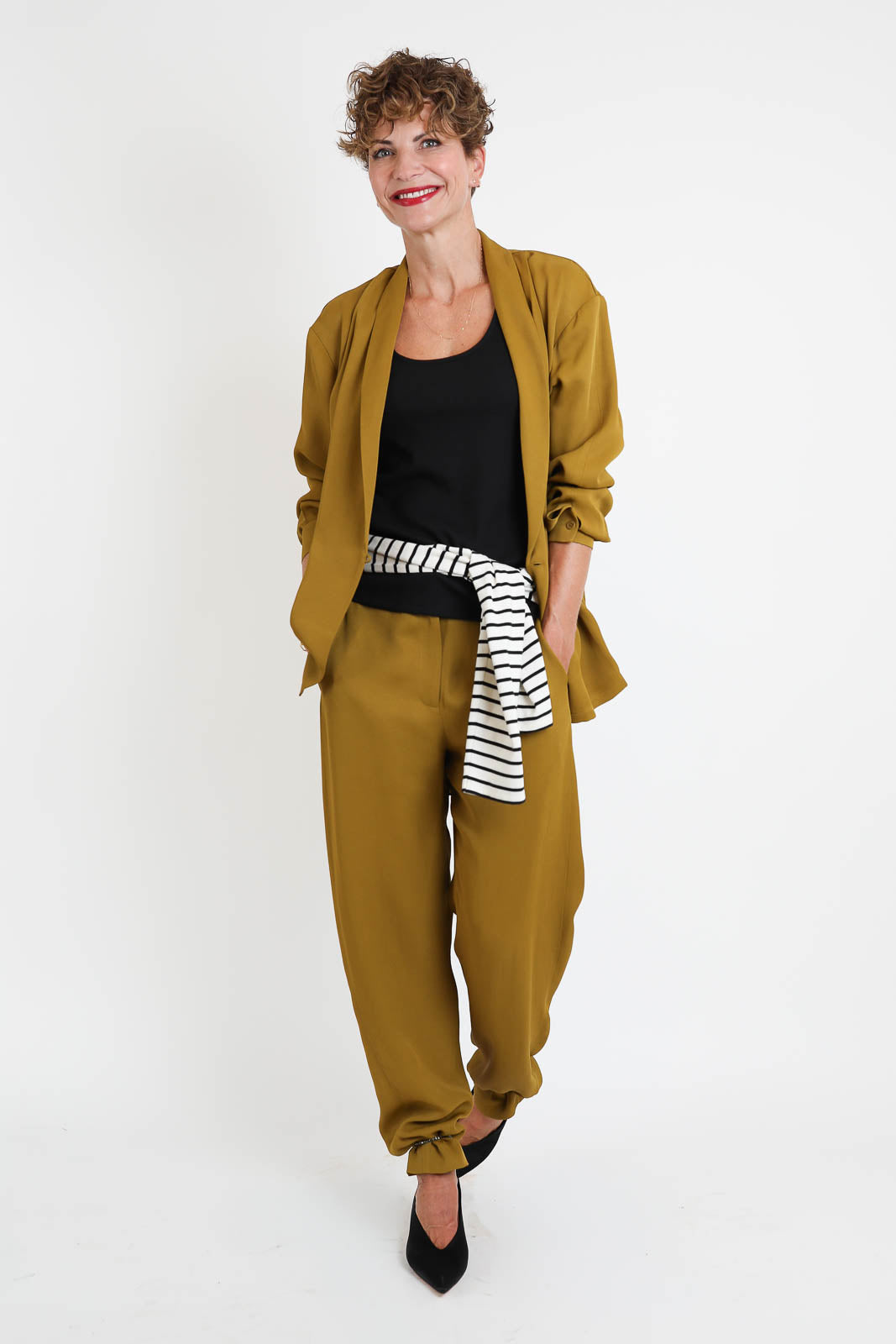 Blazer Wrap Shirt in Mustard