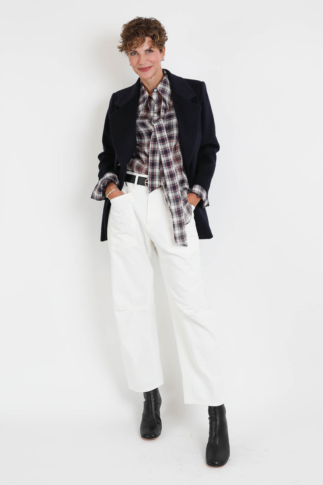 Bluse Plaid in Black/Red Multi