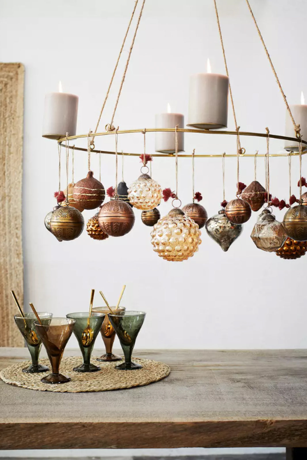 Anhänger Glass Ball w/ Dots in Ant. Copper