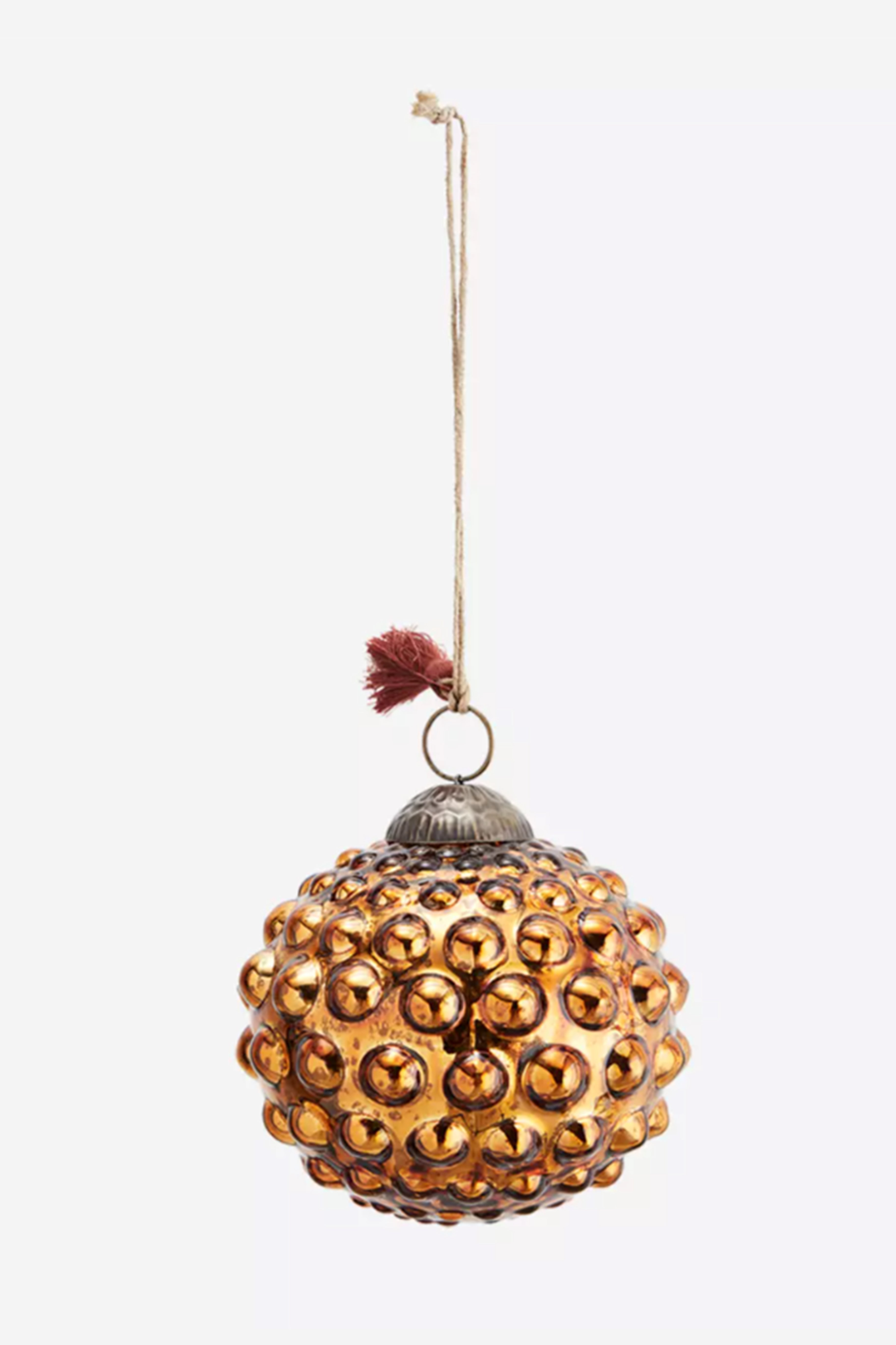 Anhänger Glass Ball w/ Dots in Ant. Copper