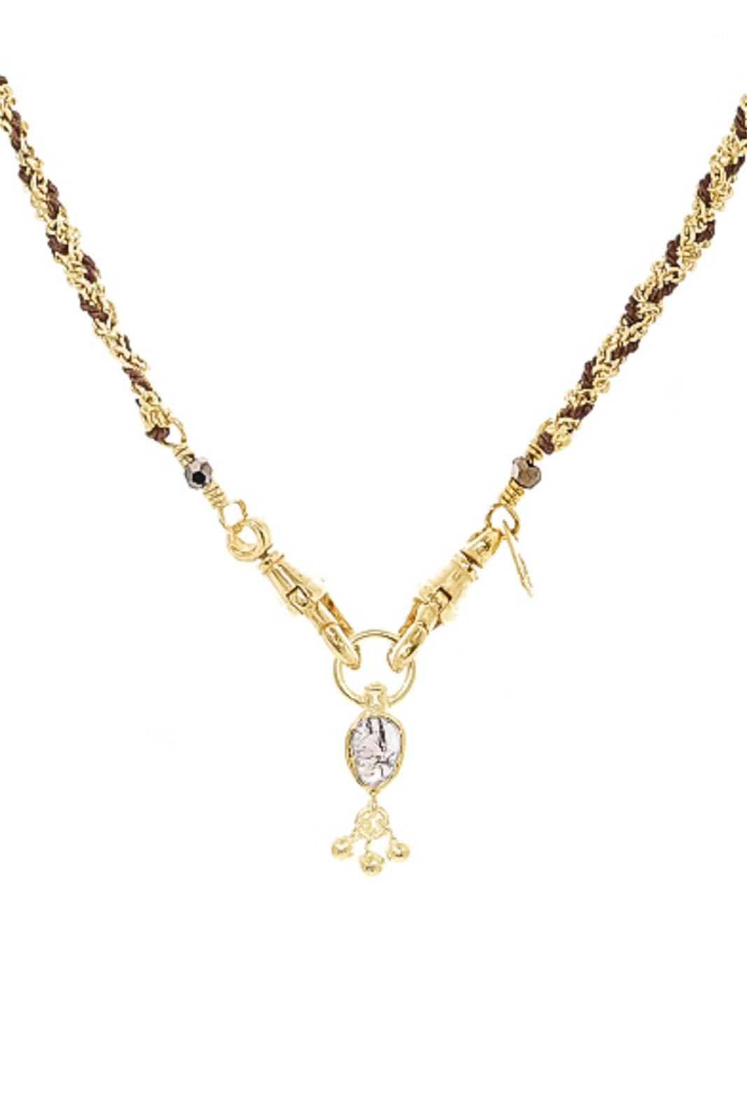 Marie Laure Chamorel, collier n° 989 Silk Yarn Crystal, doré/marron