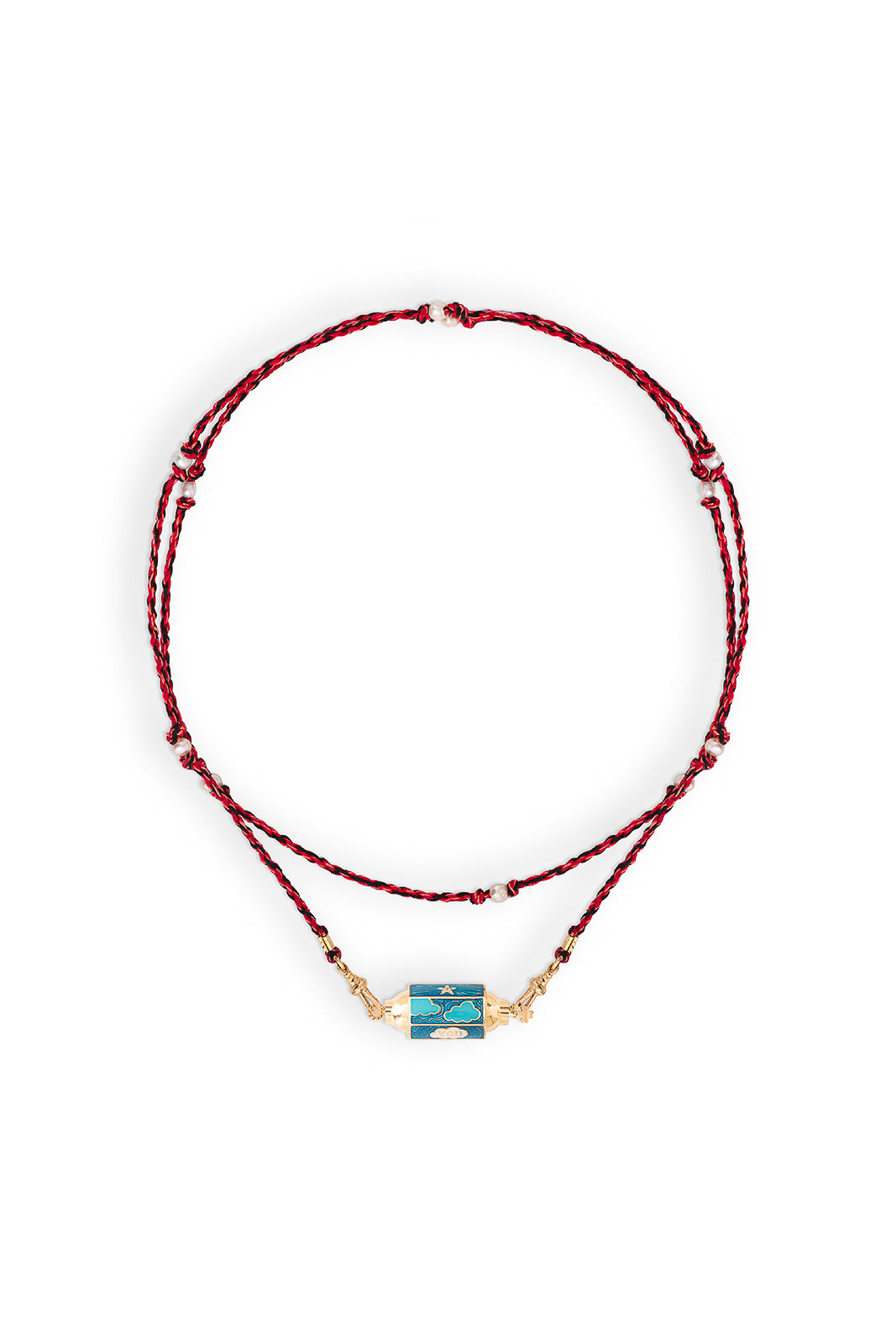 Halskette Locket Lucky Star Clouds in Mauli Black/Red