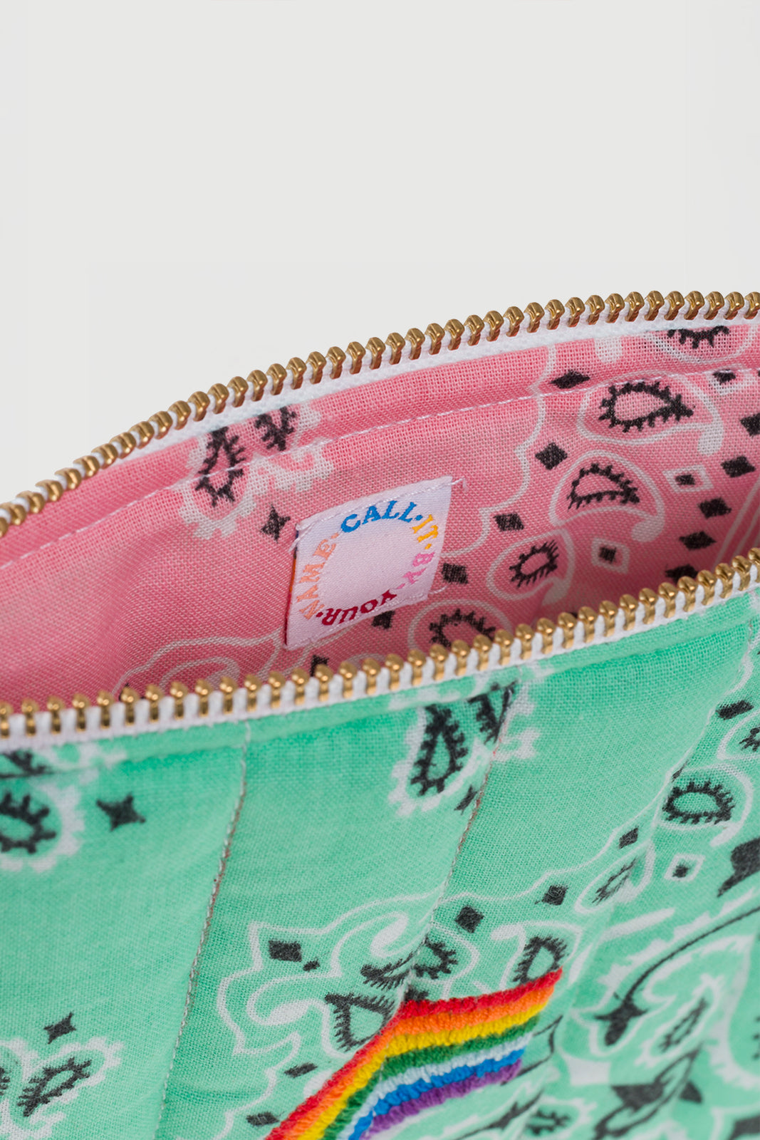Mini Pochette Rainbow in Mint/Pale Pink