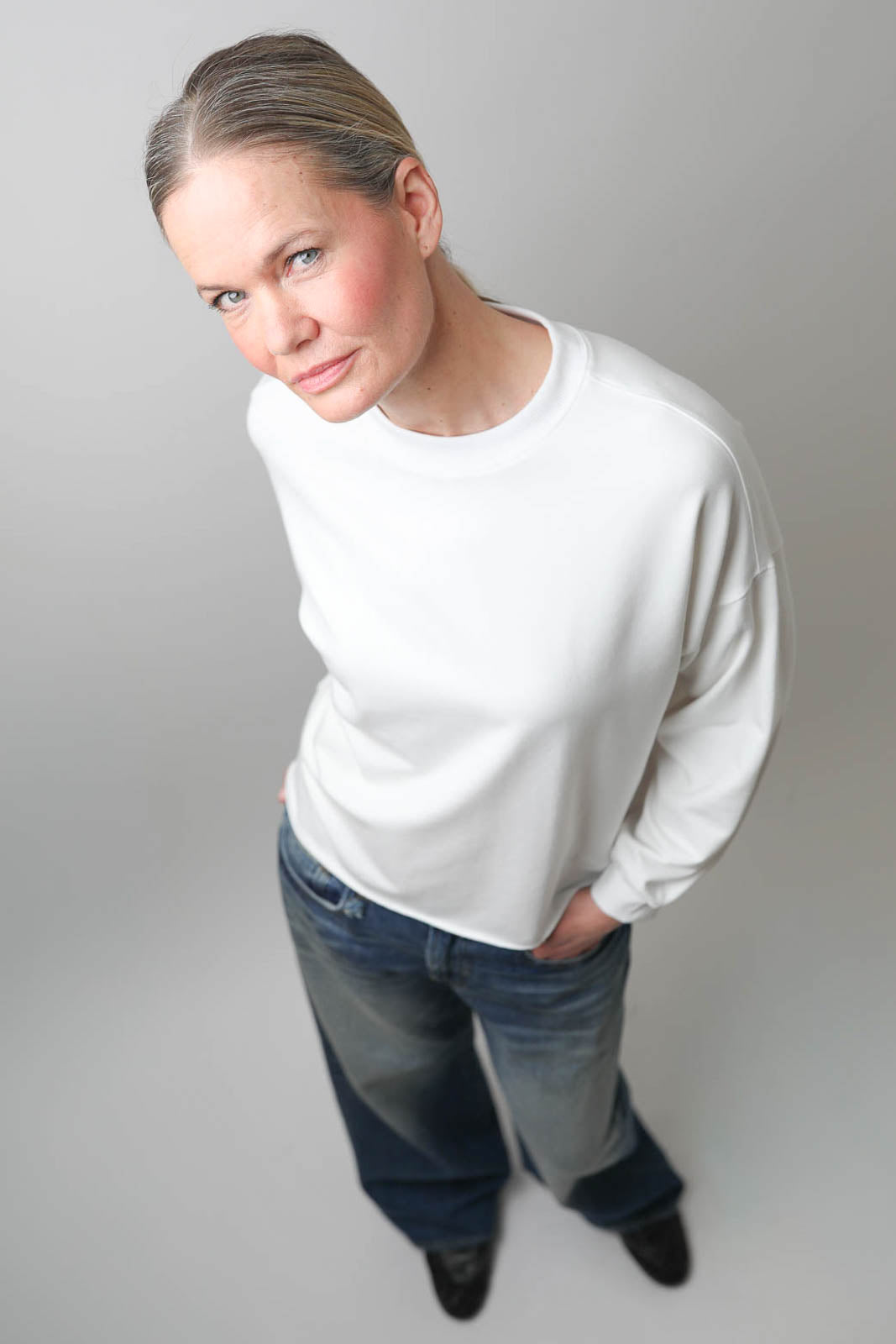 Cotton sweater in white