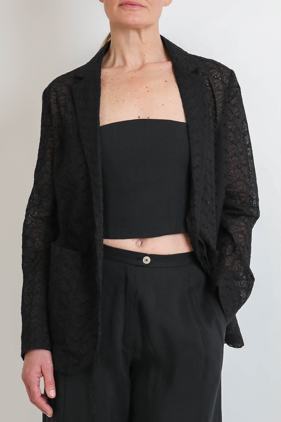 Forte-Forte, Blazer Broderie Anglaise in Schwarz