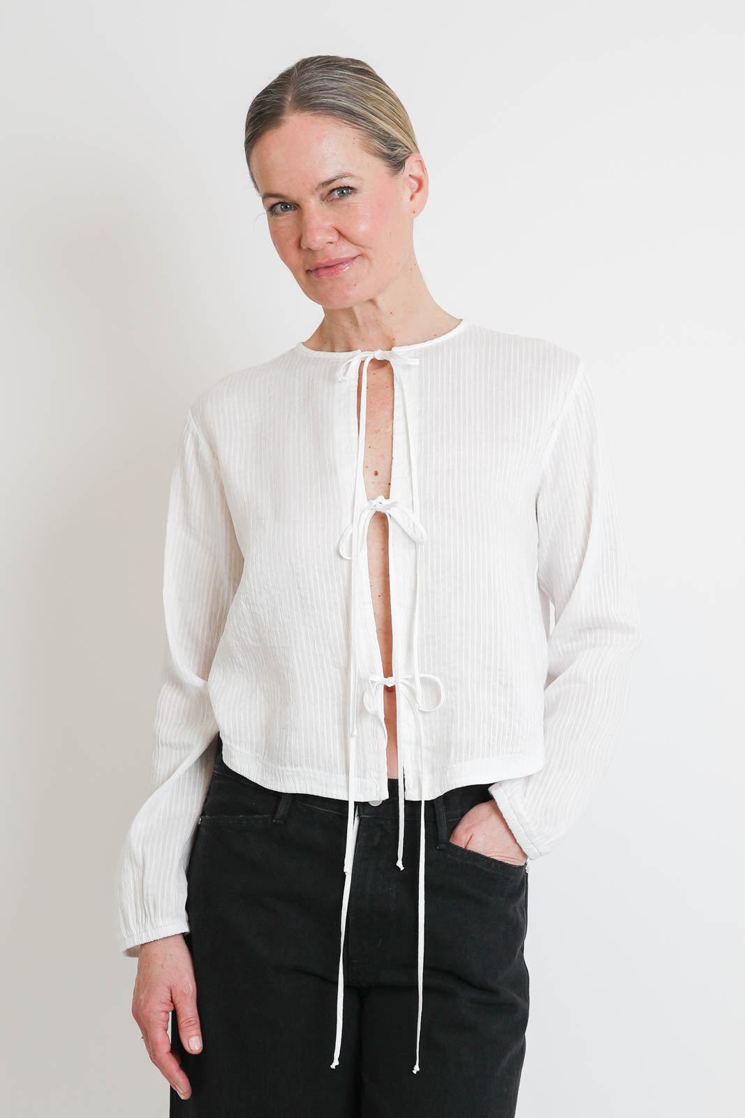 Forte-Forte, Bluse Pinstriped in Crystal