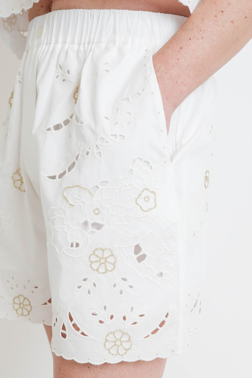 Forte-Forte, Shorts Lace and Glass in Crystal