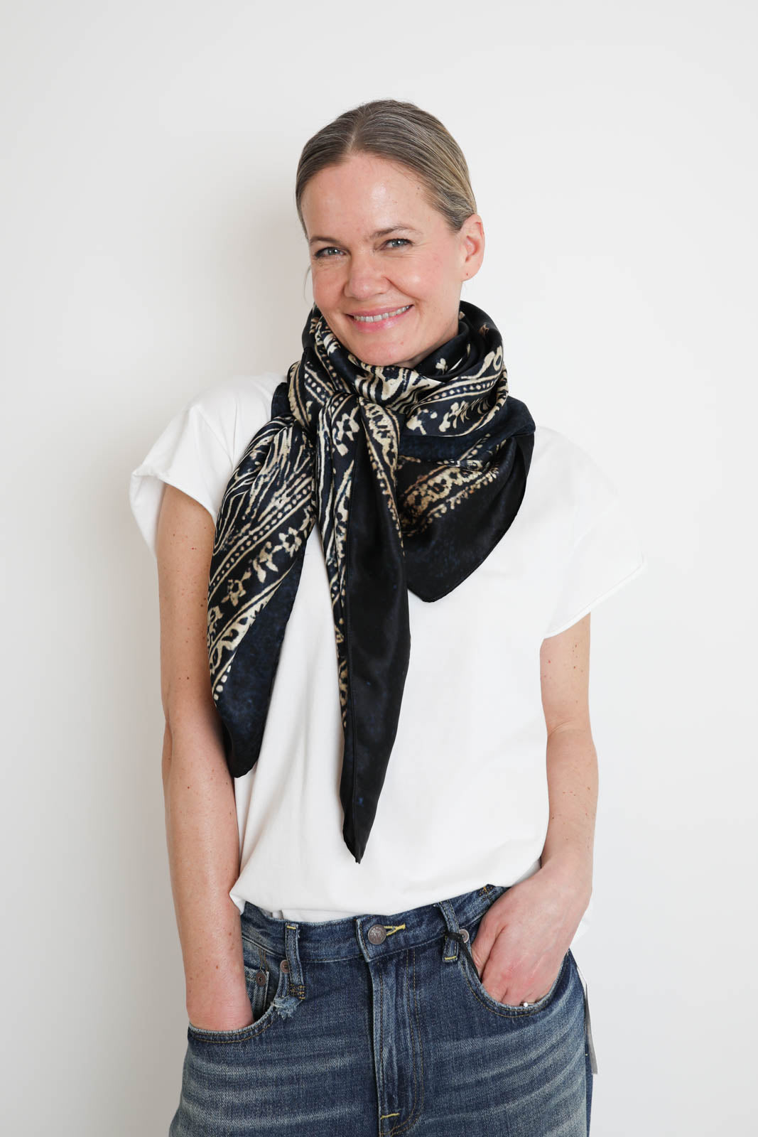 R13, Oversized Bandana Scarf in Blue