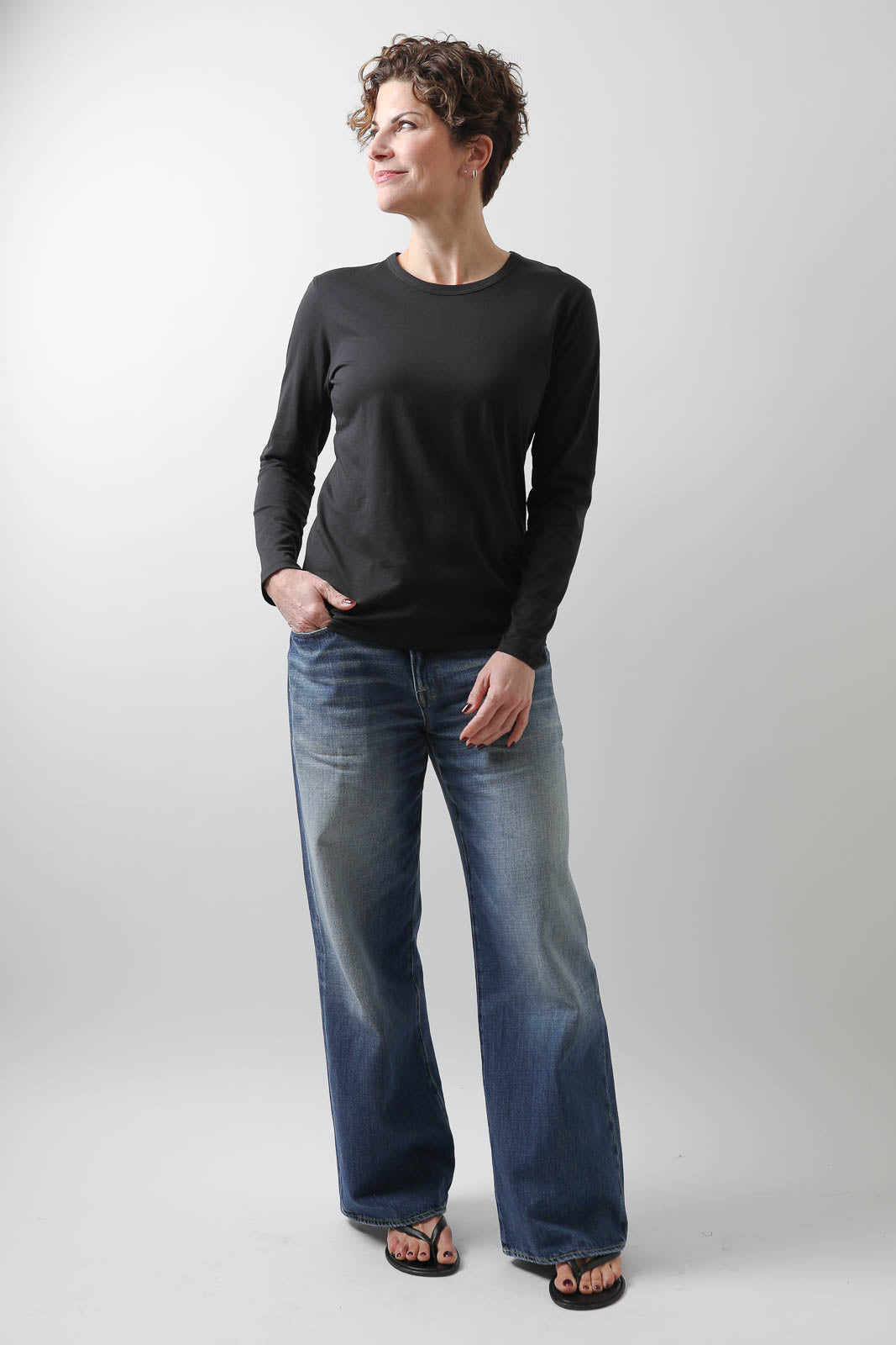 Vestibule, Langarm-Shirt Crewneck in Schwarz