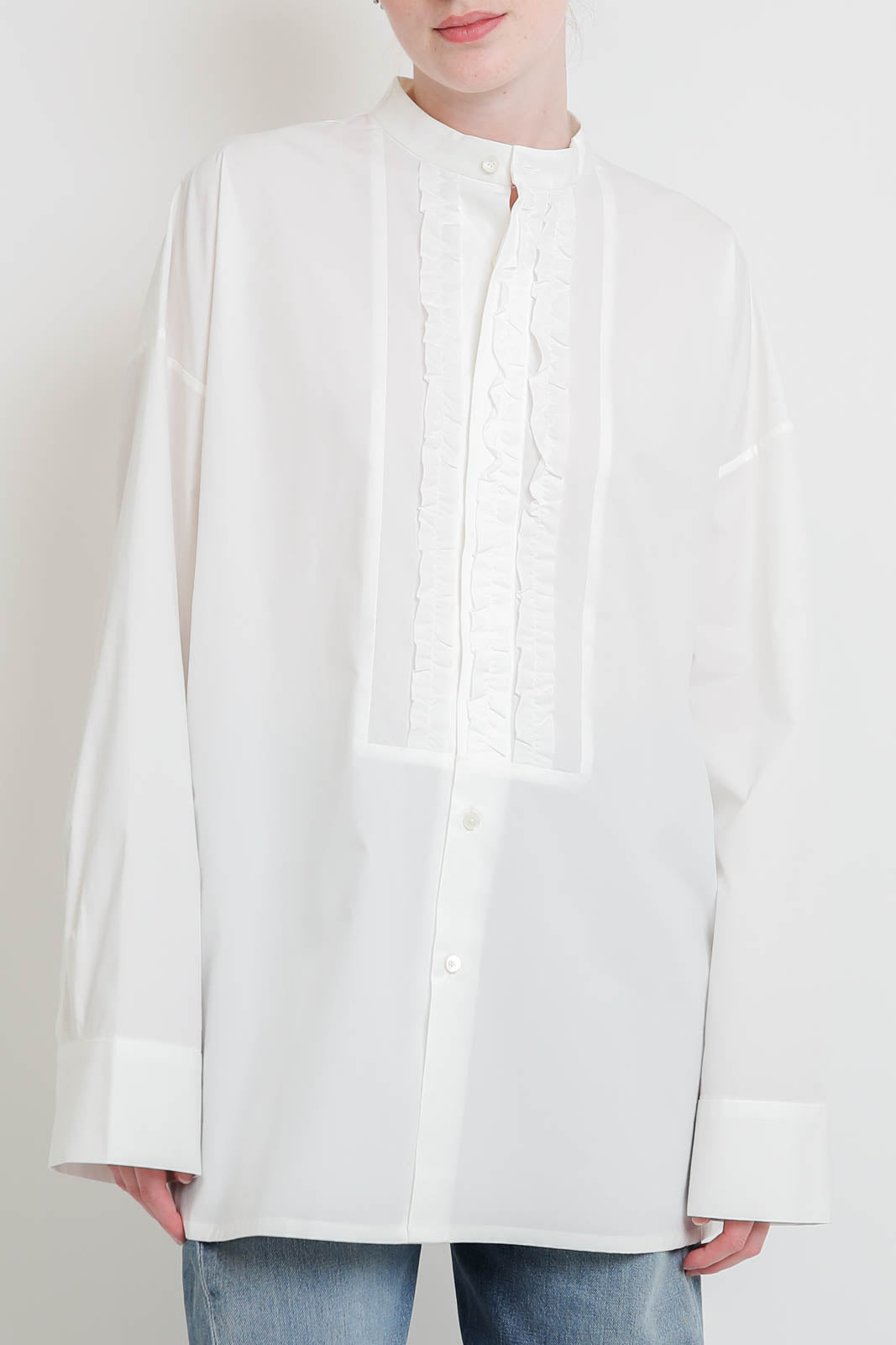 6397, Bluse Minimalist Tuxedo in Weiss