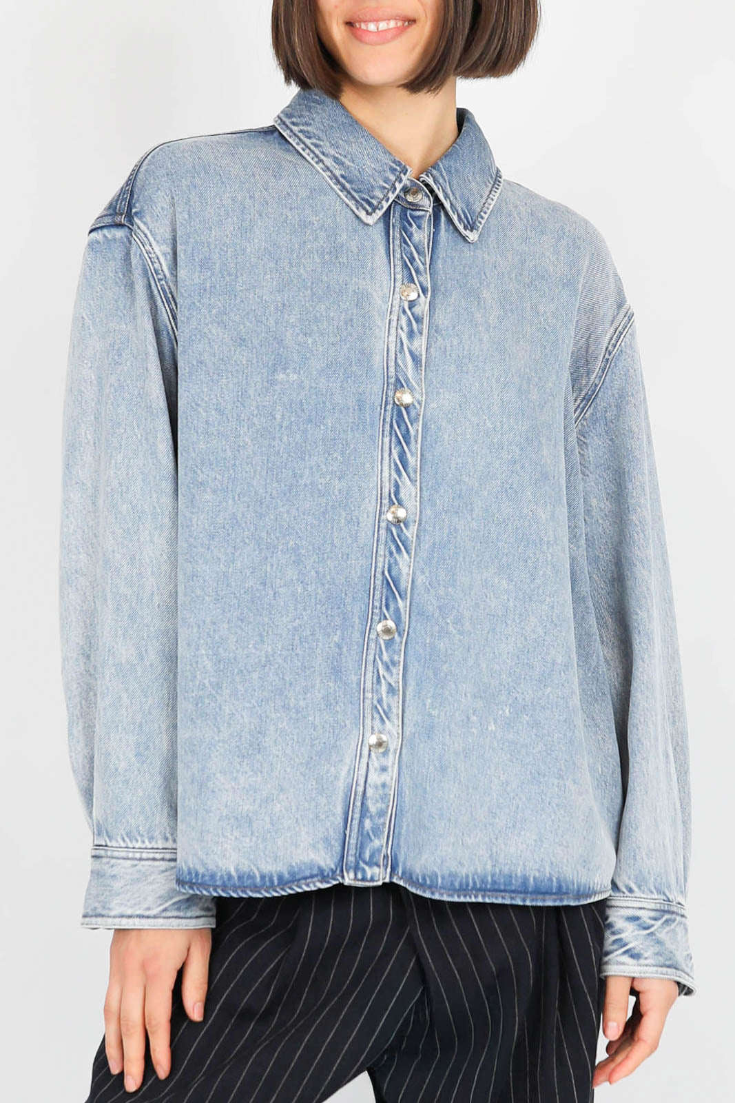 Bluse Gia aus Denim in Atlantic