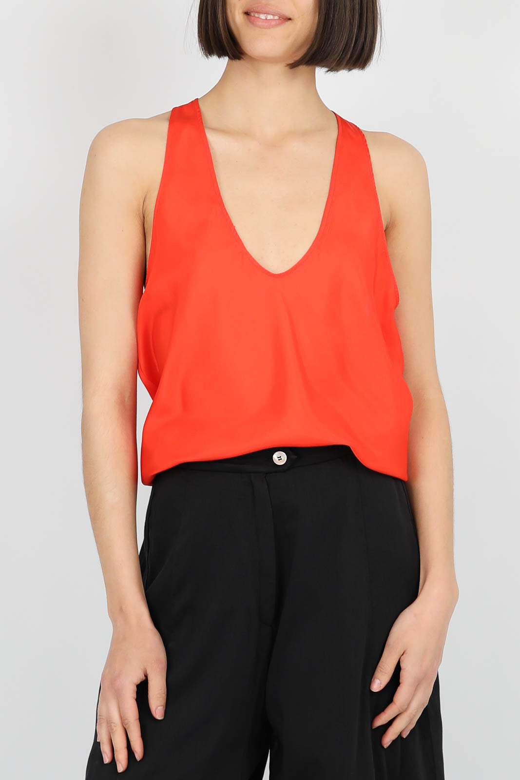 Tank Top aus Seide in Papavero