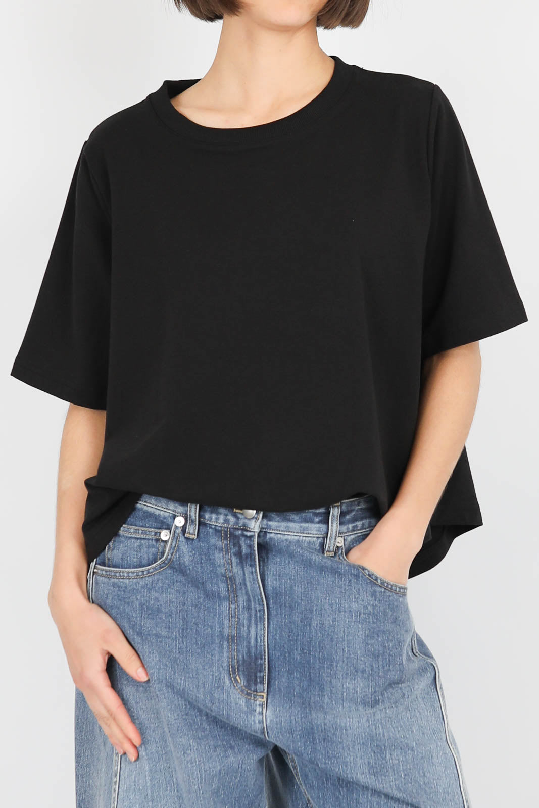 T-Shirt French Terry in Schwarz