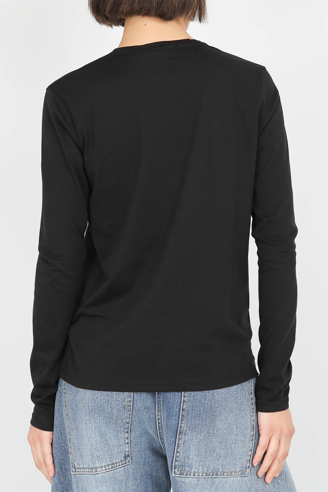 Langarm-Shirt V-Neck in Schwarz