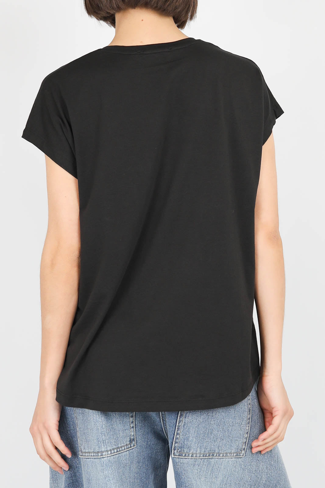 T-Shirt Oversized V-Neck in Schwarz