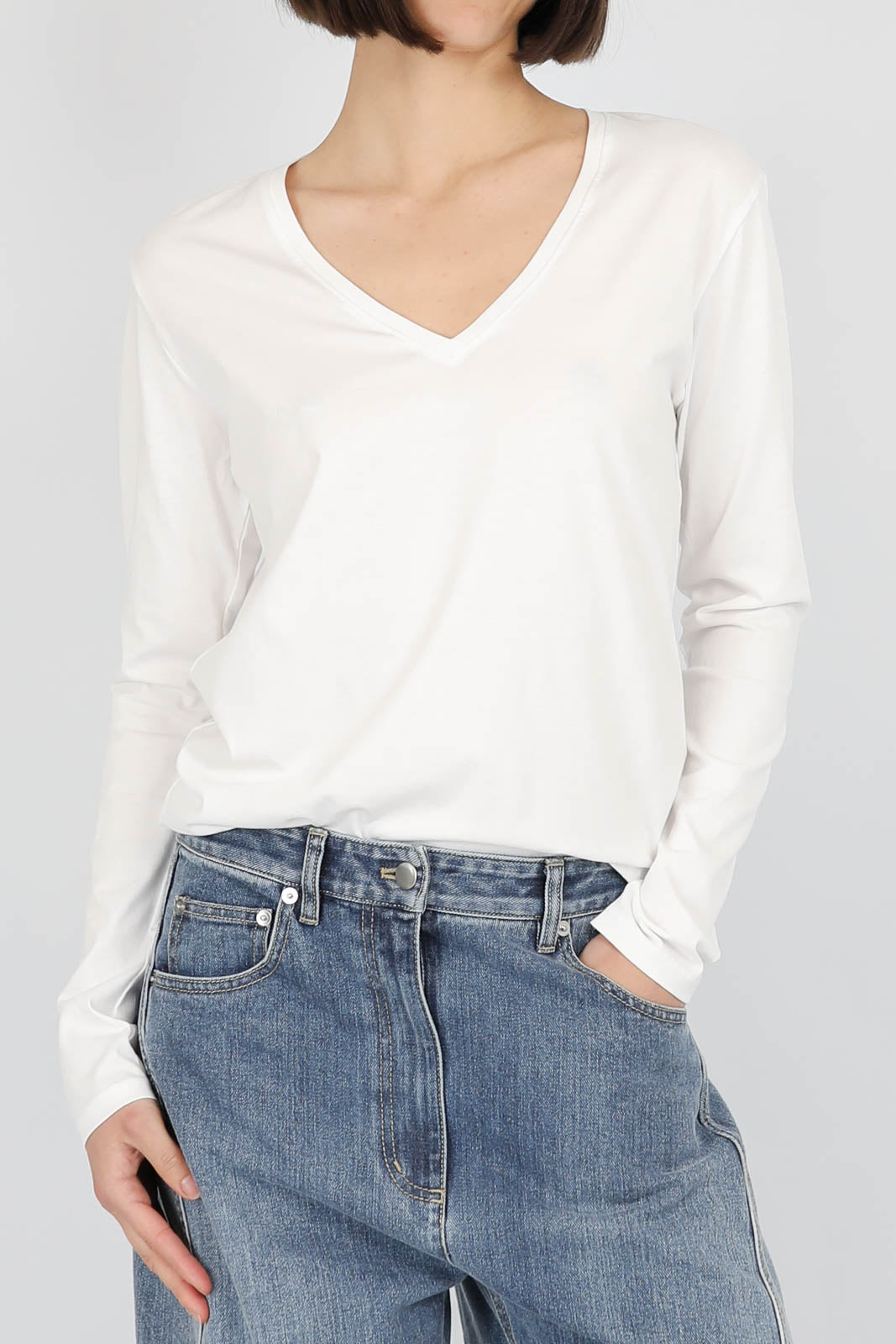 Langarm-Shirt Chloe in Weiss