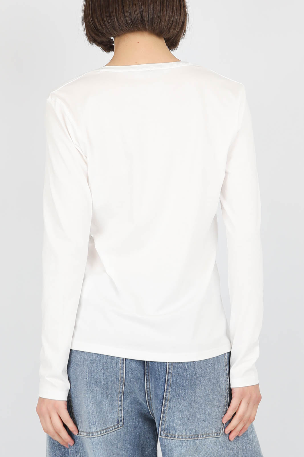 Vestibule Garderobe, Langarm-Shirt V-Neck in Weiss