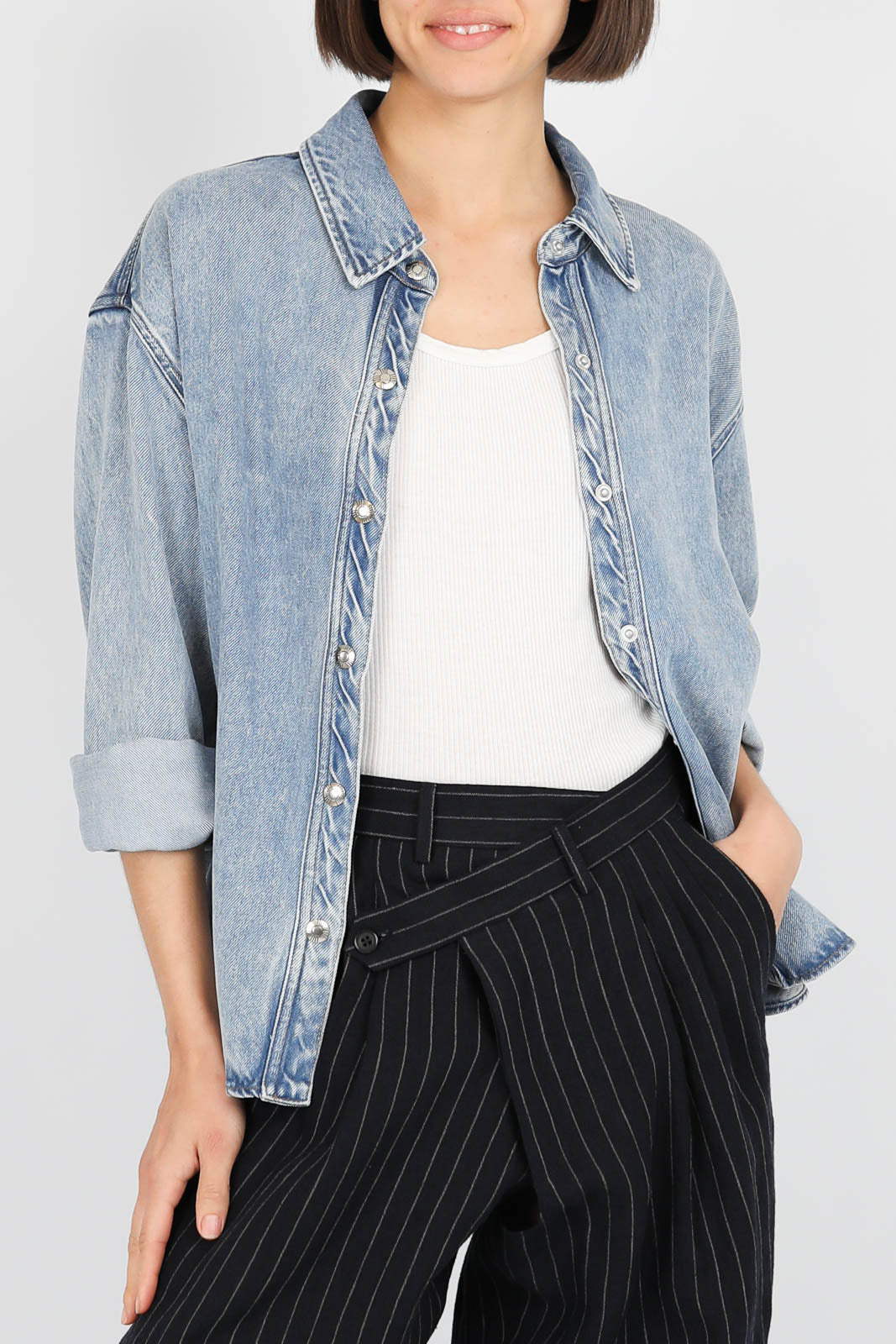 Bluse Gia aus Denim in Atlantic