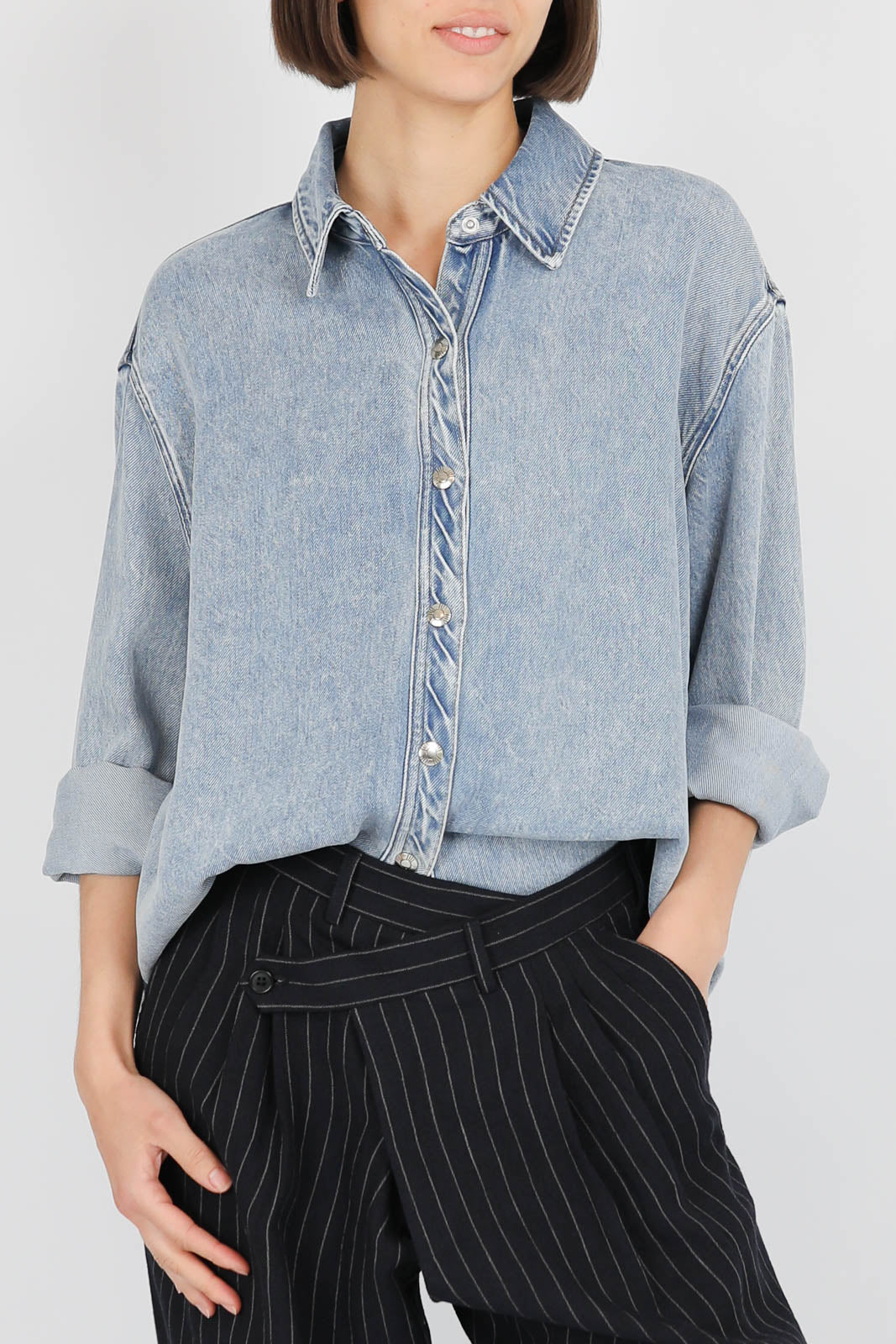 Bluse Gia aus Denim in Atlantic