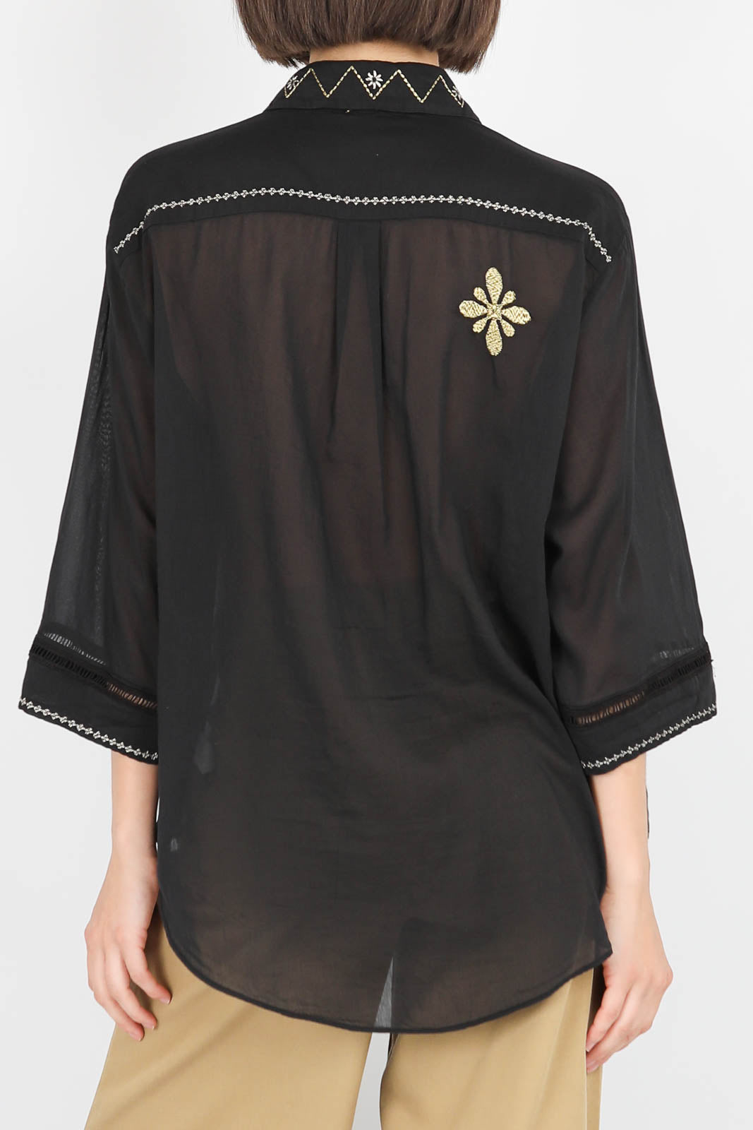 Bluse Oniric Blossom in Schwarz