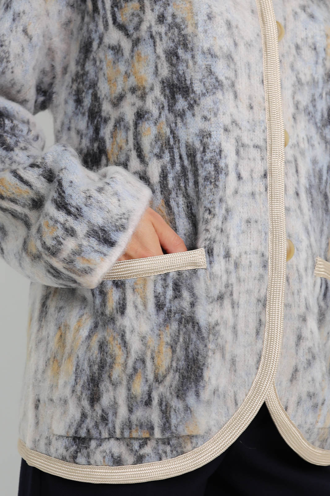 Forte-Forte Cardigan Plumes de Python in Notte