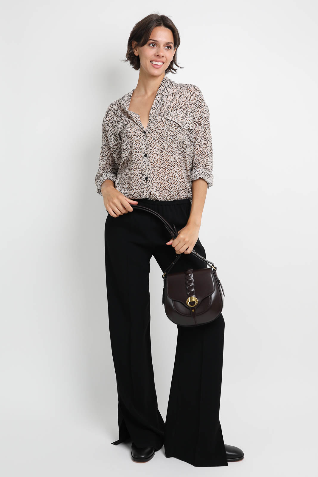 Forte-Forte Bluse Les Petites Pois in Noisette