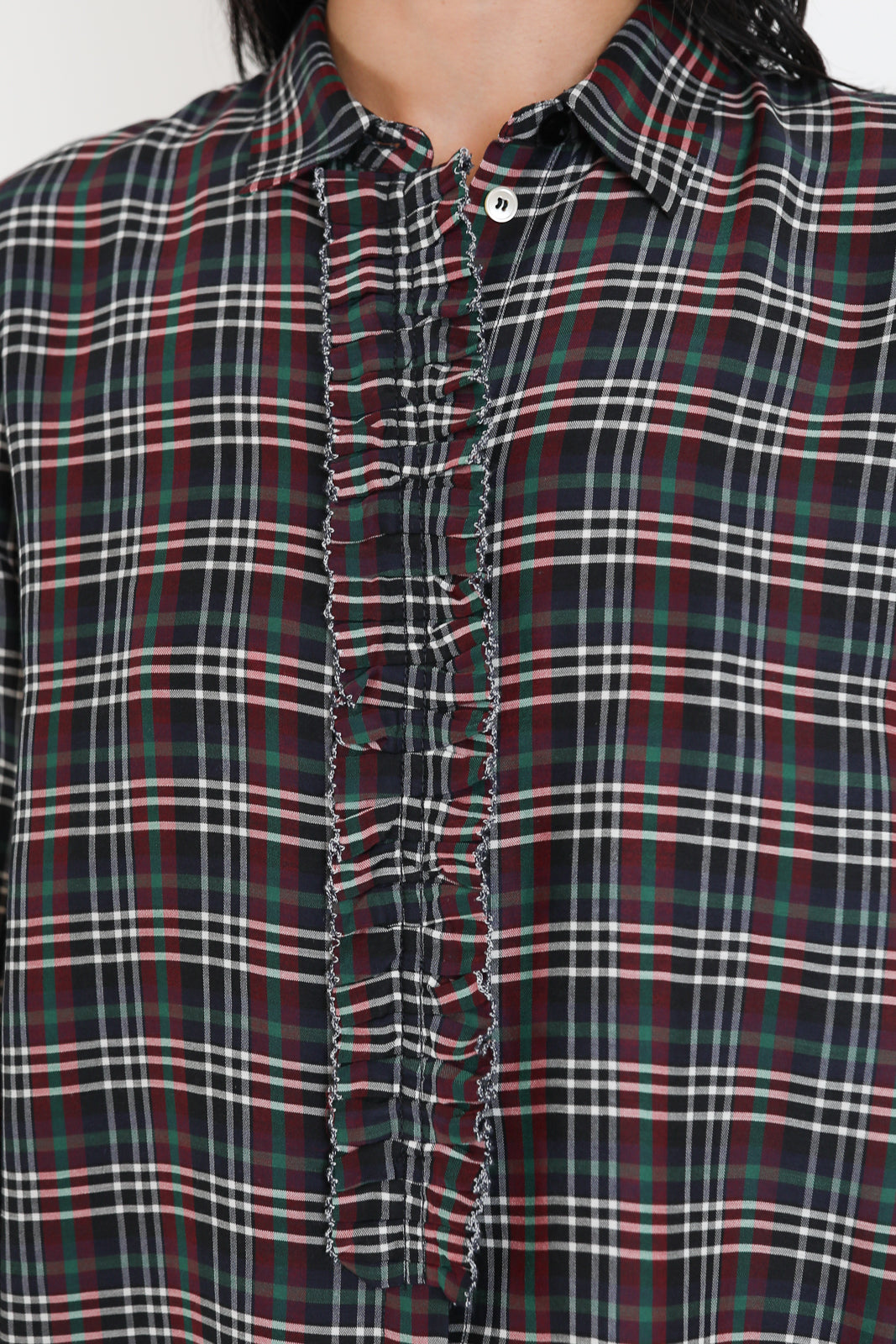 Forte-Forte, Bluse Tartan in Light Royal