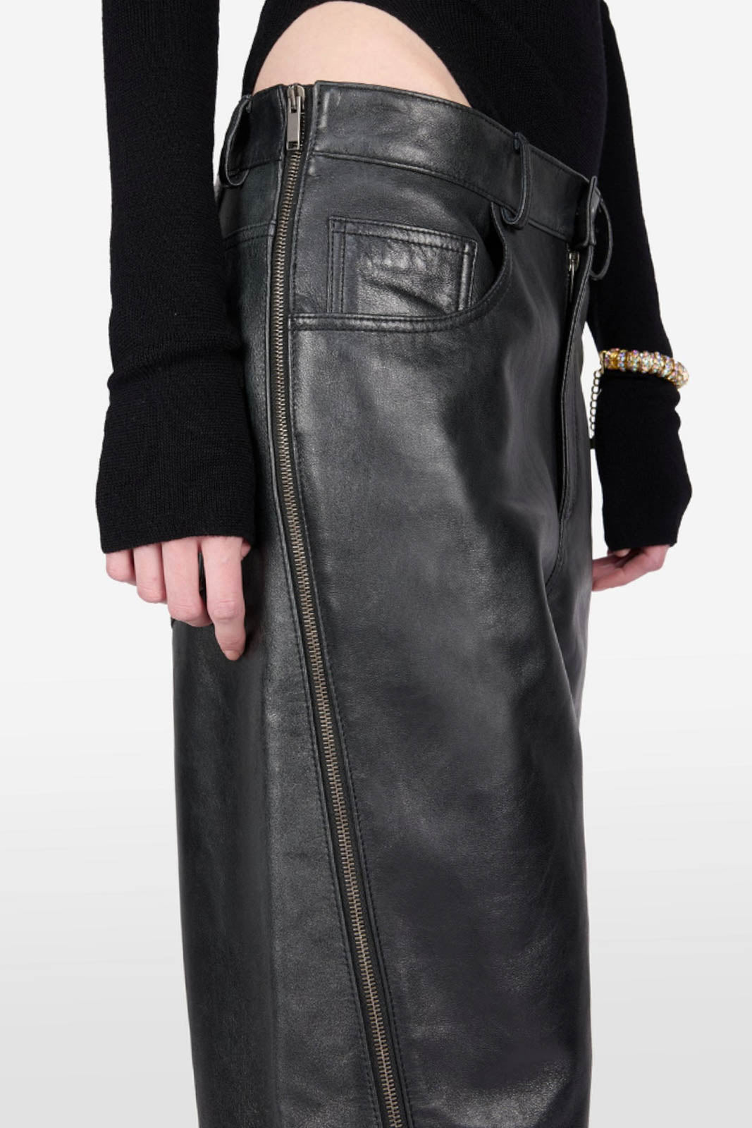 Haikure, Hose Bonnie Zip Silky Leather in Schwarz