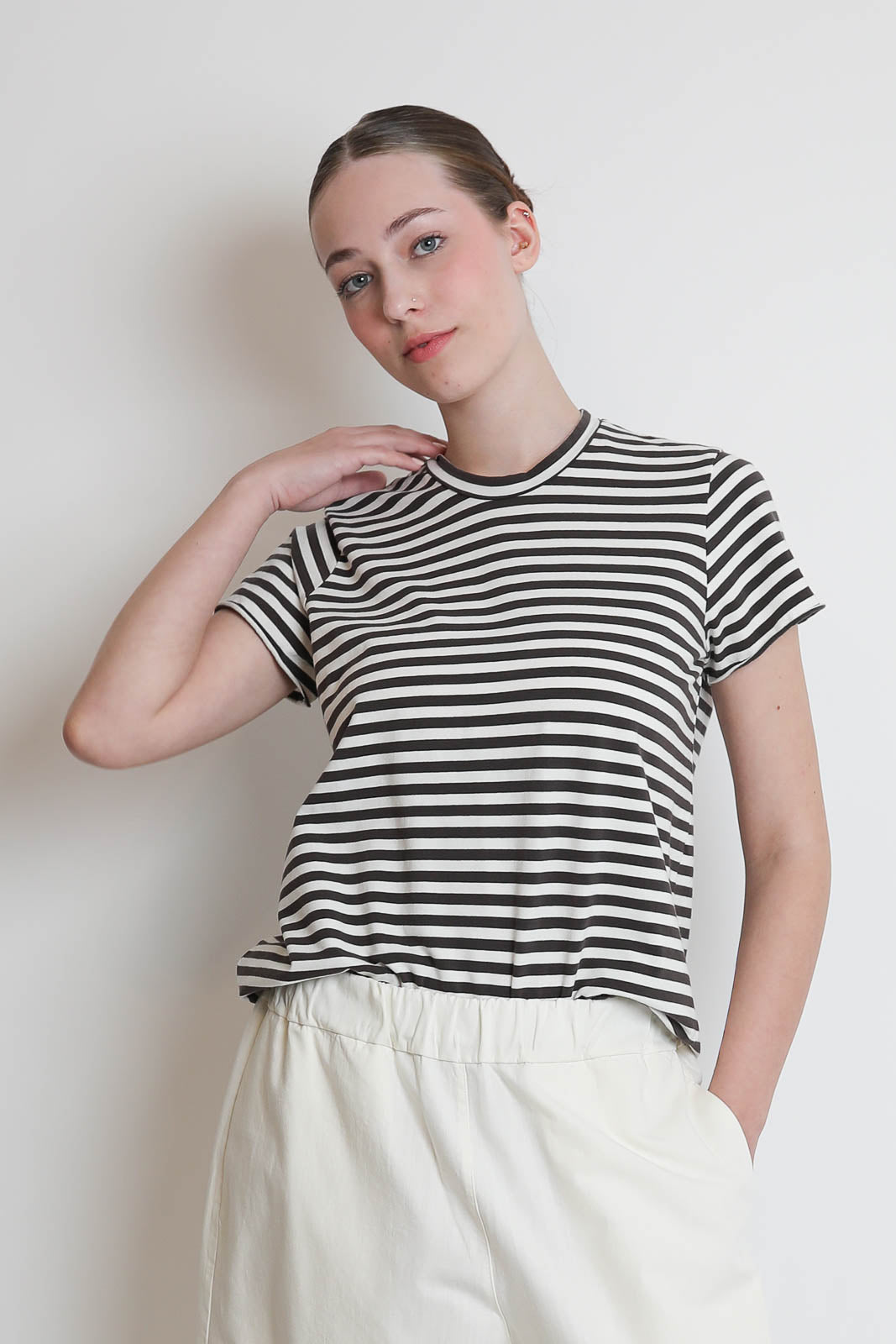 Labo.Art, T-Shirt Rico Striped in Avorio