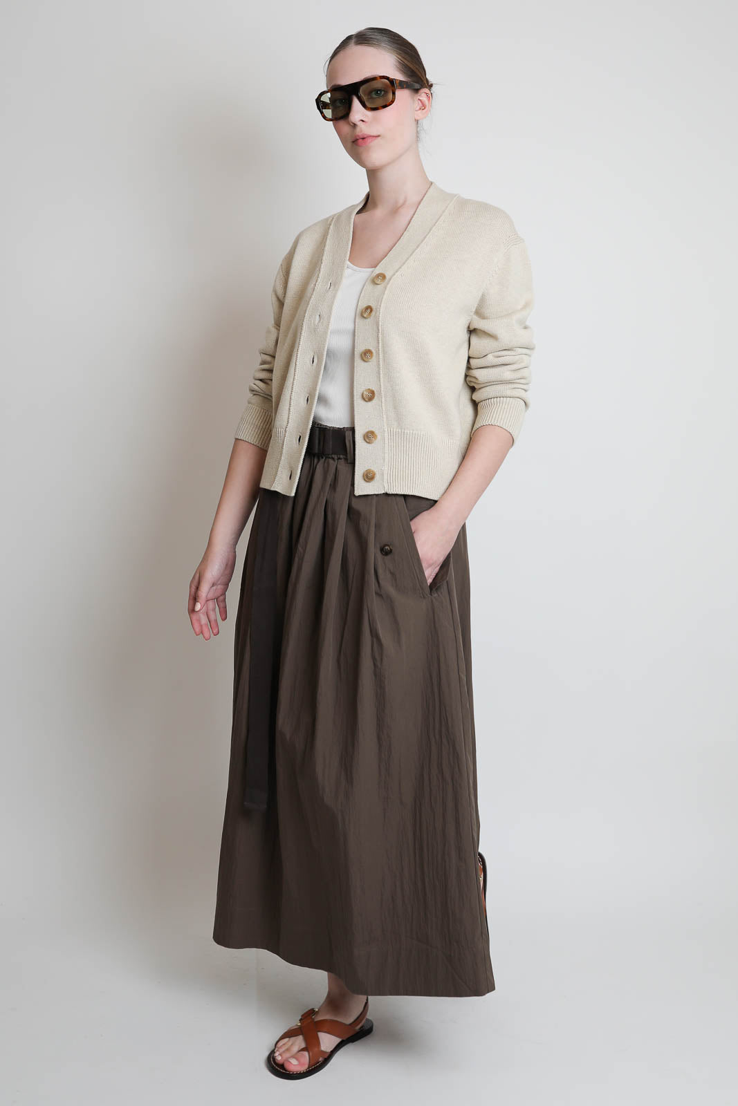 Zenggi, Cardigan Cash Cropped in Eggshell