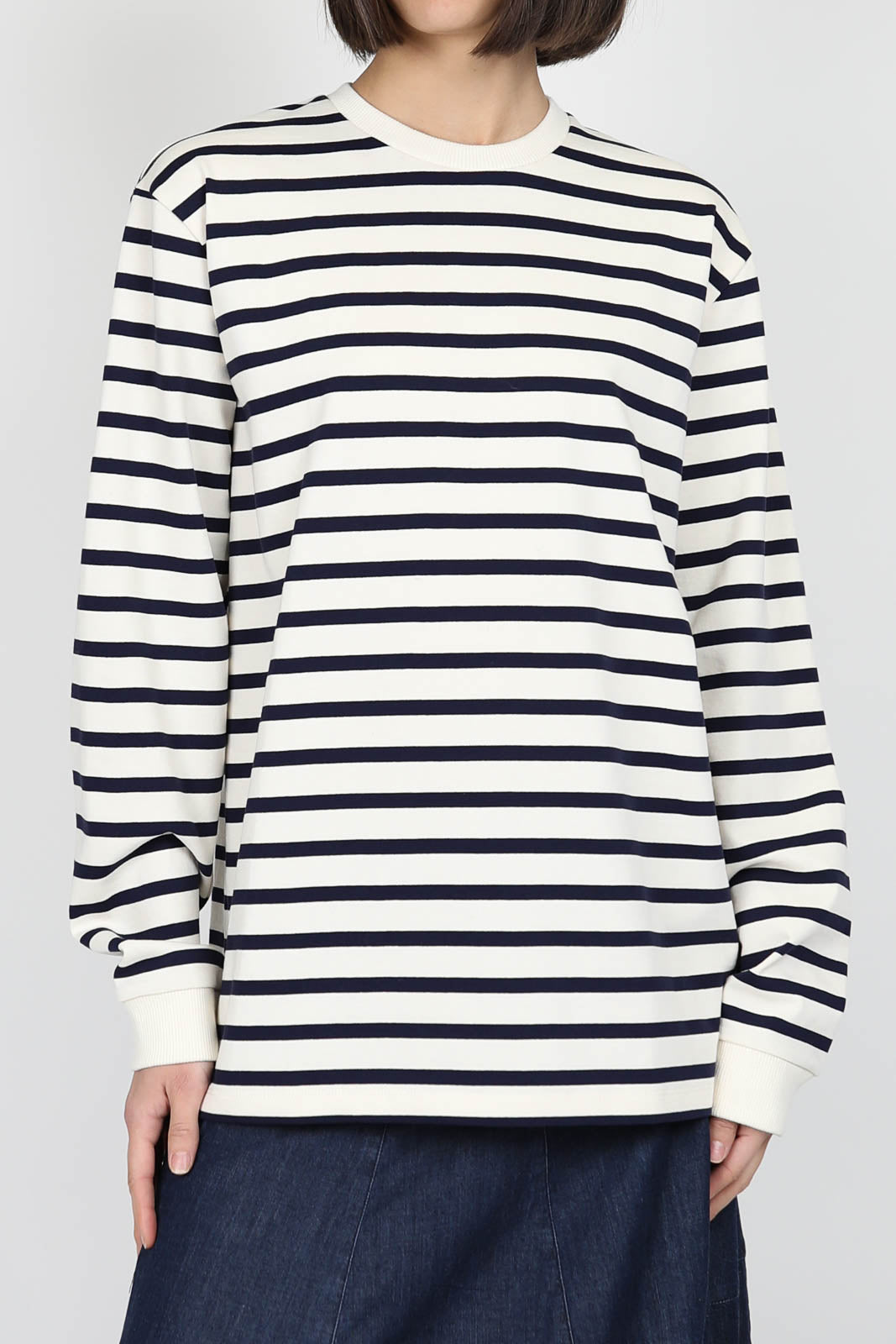 Langarm-Shirt Perfect Crewneck in Navy Multi