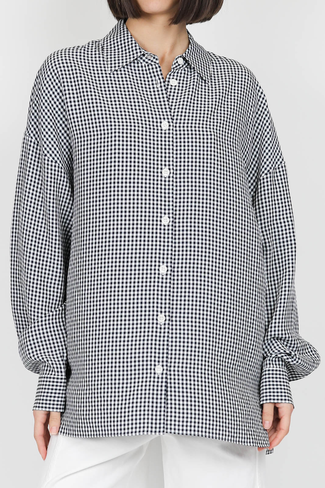 Bluse Gingham in Navy/White Multi