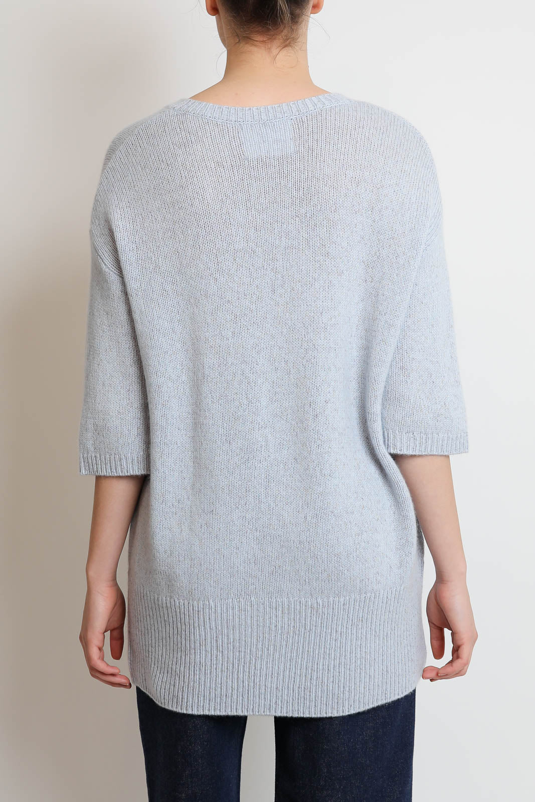 Lisa Yang, Pullover mit kurzen Ärmeln Camille in Misty Blue