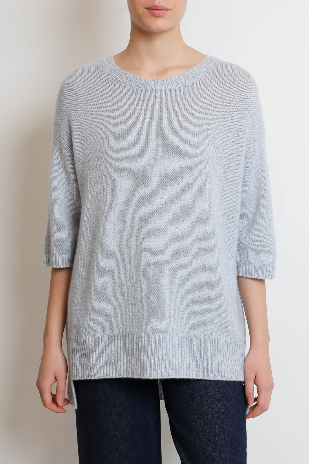 Lisa Yang, Pullover mit kurzen Ärmeln Camille in Misty Blue