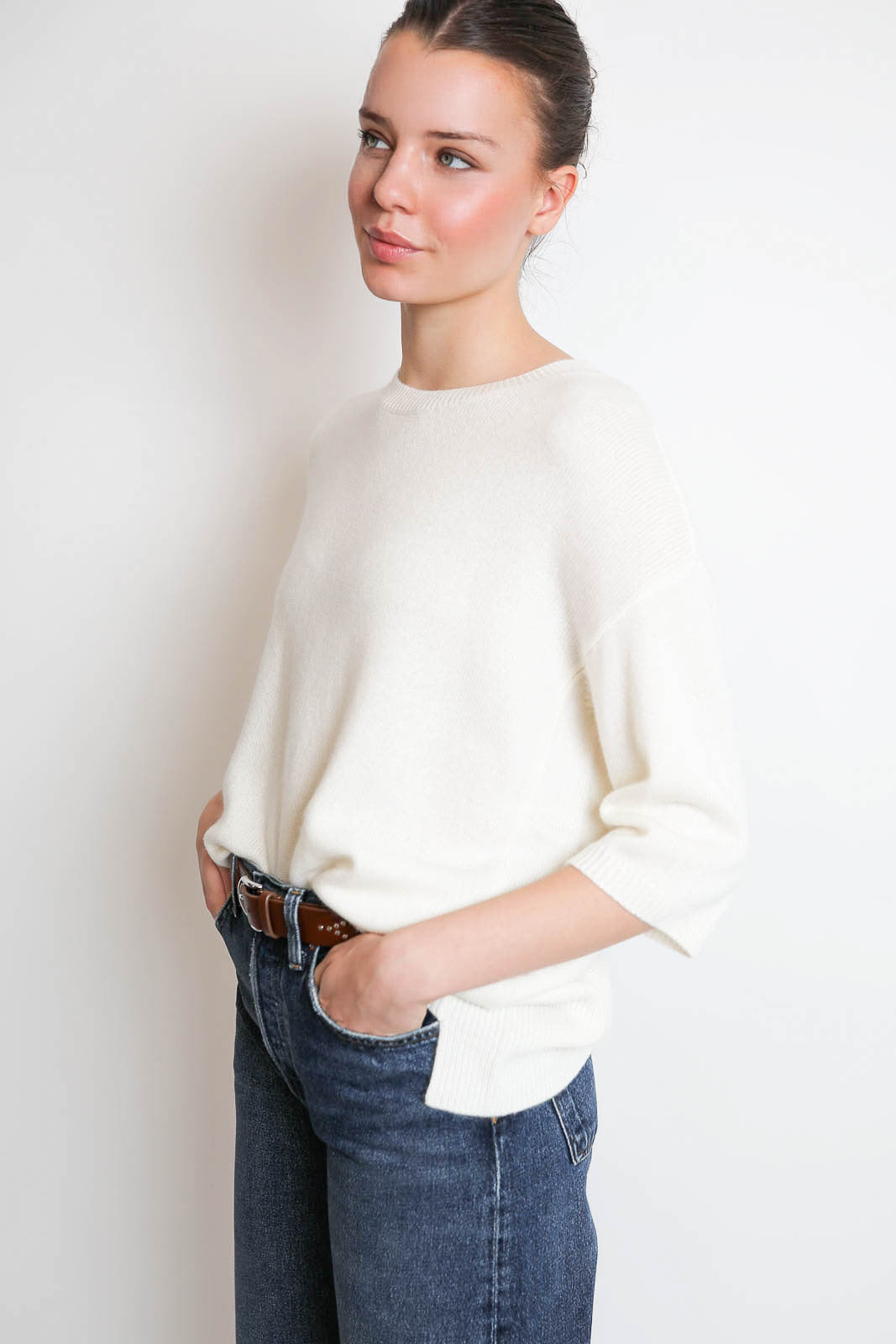 Lisa Yang, Pullover mit kurzen Ärmeln Camille in Cream