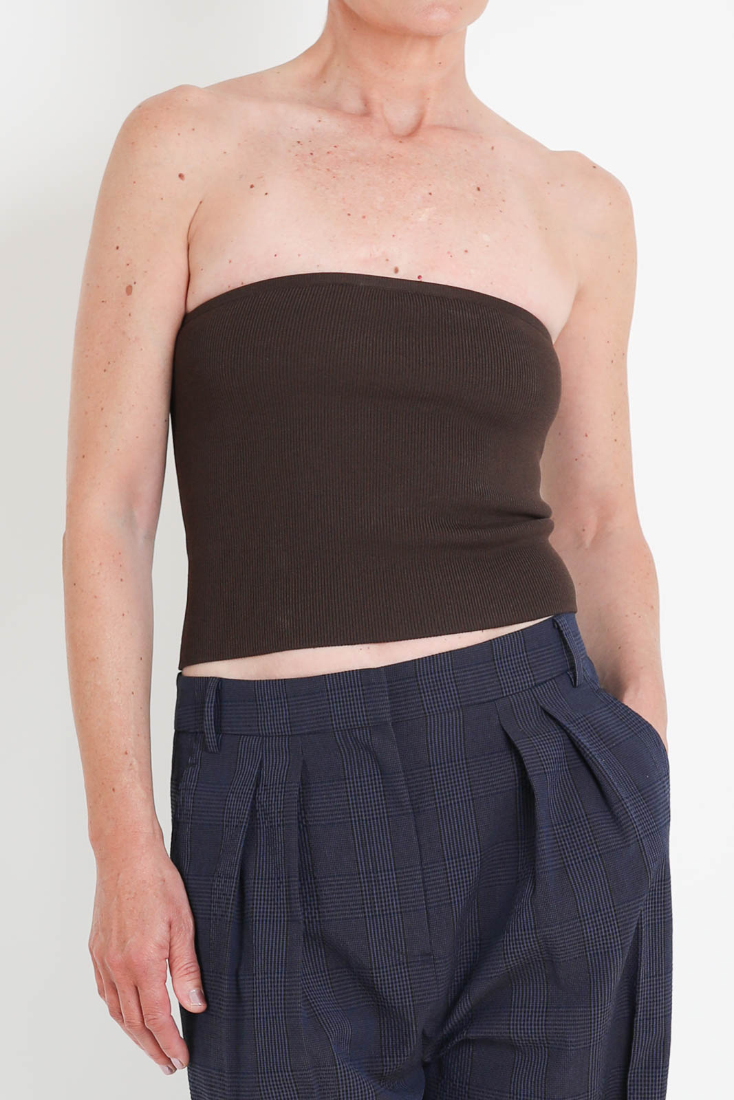 Tibi, Top Ribbed in Hickory Brown
