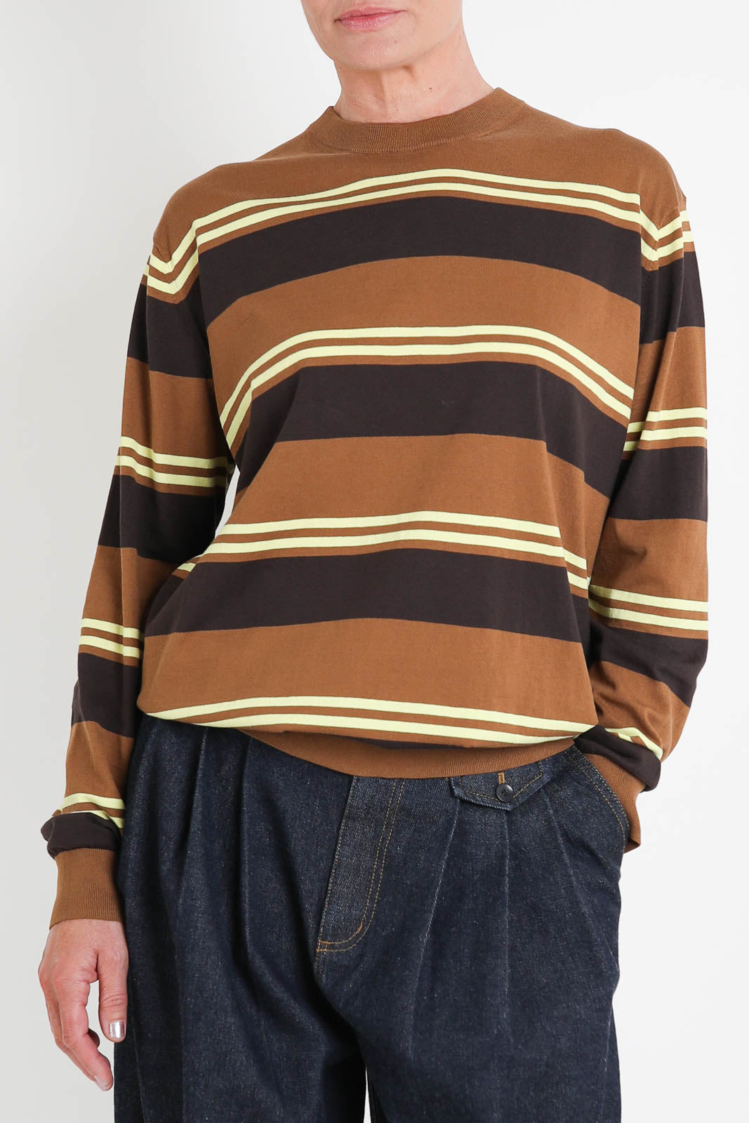 Tibi, Pullover à col rond, marron multicolore