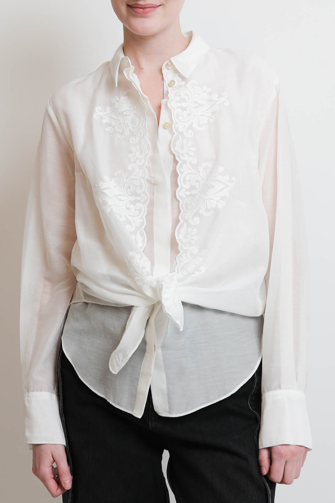 Forte-Forte, Bluse Embroideres in Bianco