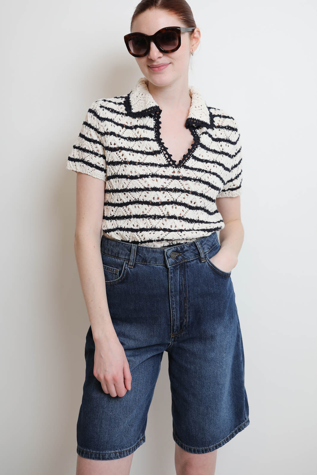 Vanessa Bruno, T-Shirt Gillis in Ecru/Marine