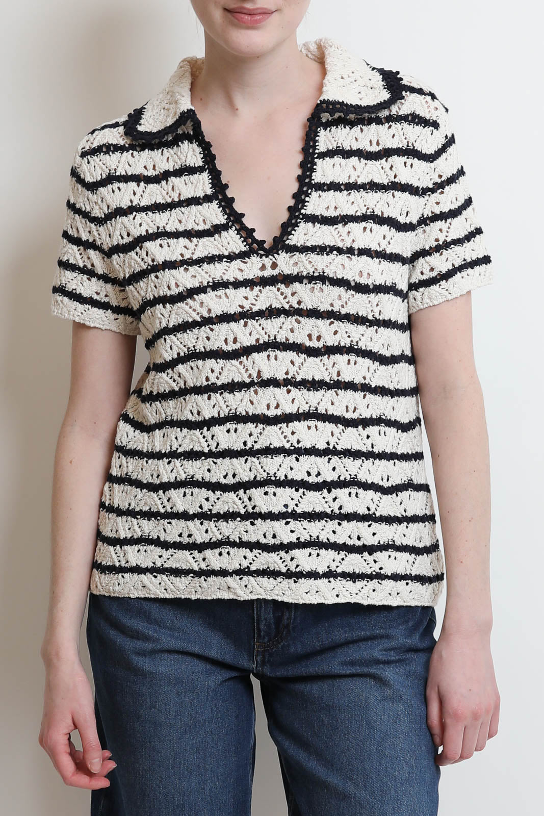 Vanessa Bruno, T-Shirt Gillis in Ecru/Marine