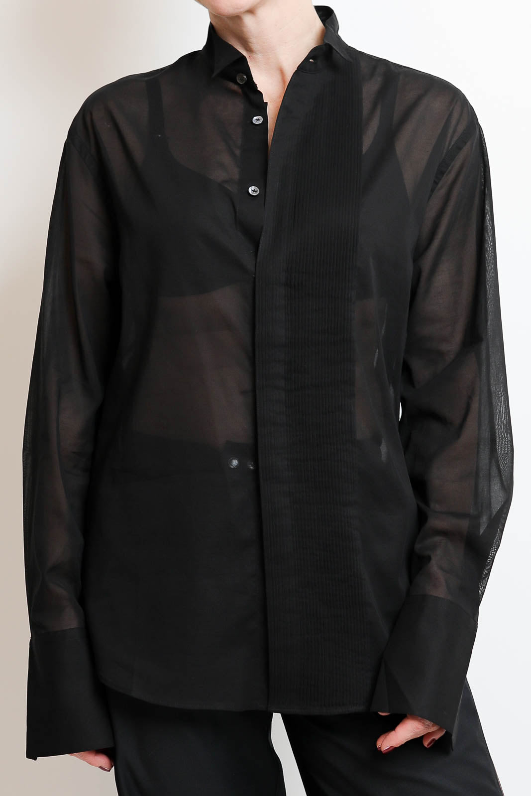 6397, Bluse Micro Pleat Formal in Schwarz