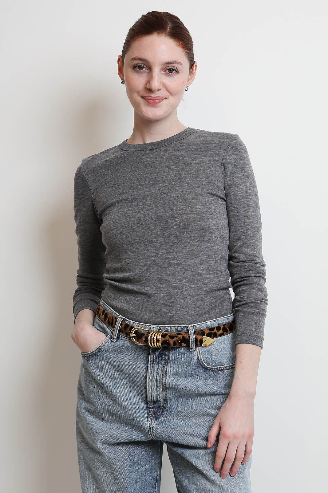 Rohe, Langarm-Shirt Fine Merino in Mid Grey Melange