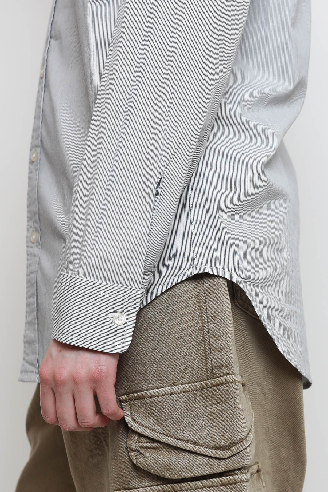 Denimist, Bluse Boyfriend in Ecru/Navy Pinstripe